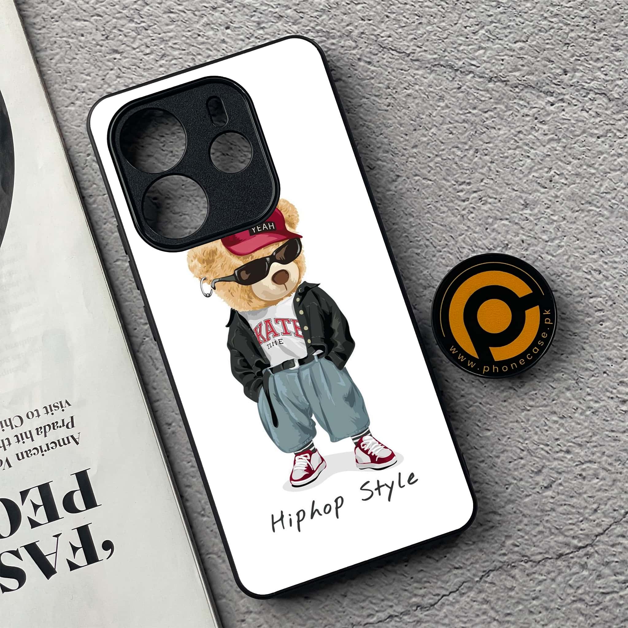Xiaomi Redmi Note 14 - Cool Bear Series - Premium Printed Glass soft Bumper shock Proof Case