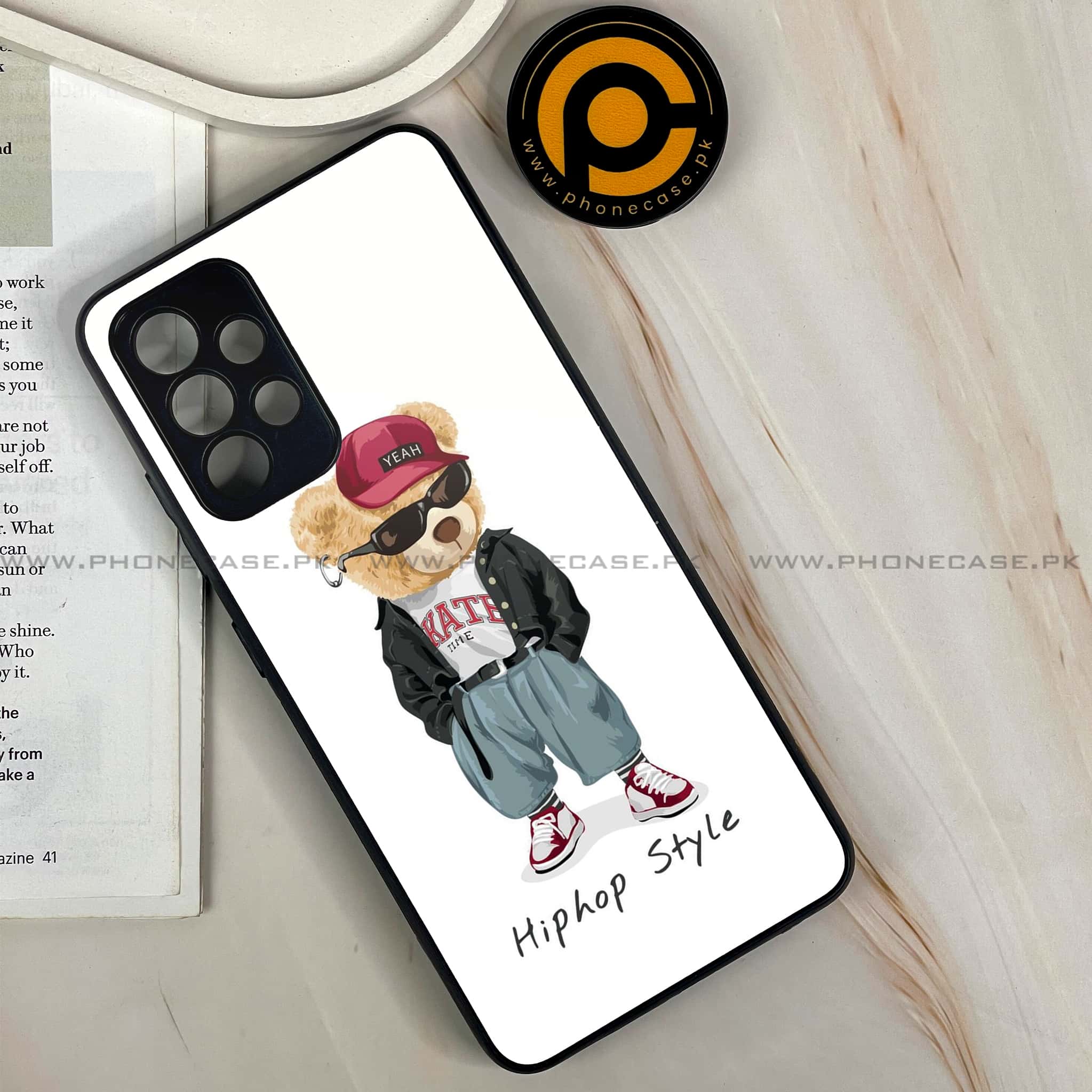 Galaxy A32 - Cool Bear Series - Premium Printed Glass soft Bumper shock Proof Case