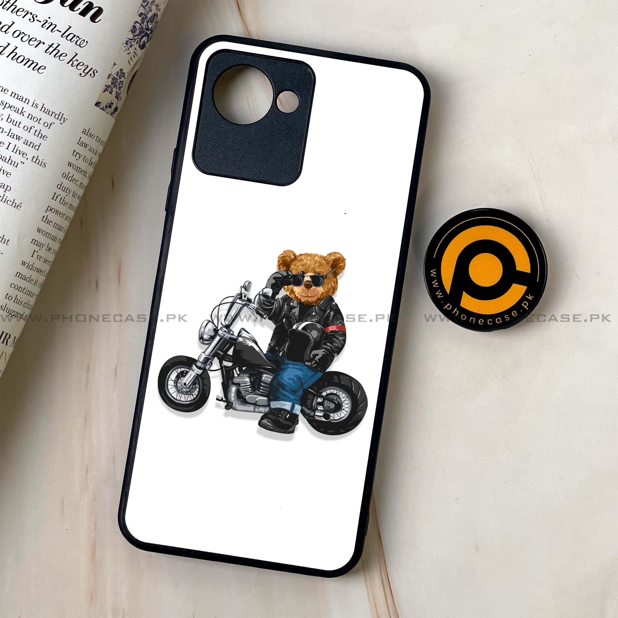 Realme C30 - Cool Bear Series - Premium Printed Glass soft Bumper shock Proof Case