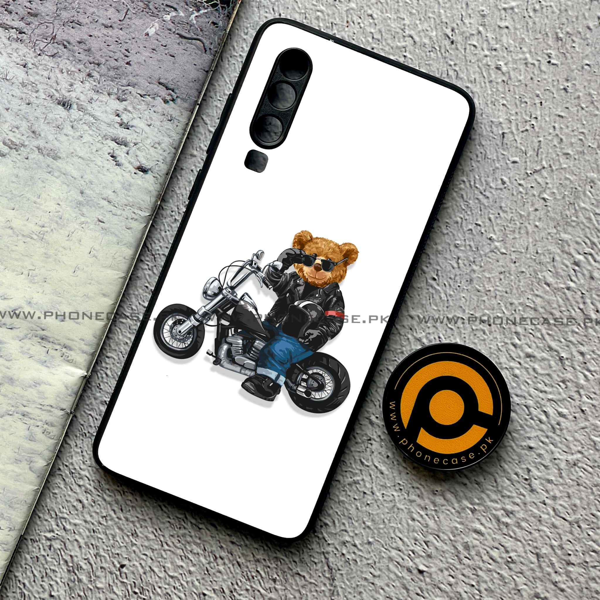 Huawei P30 - Cool Bear Series - Premium Printed Glass soft Bumper shock Proof Case