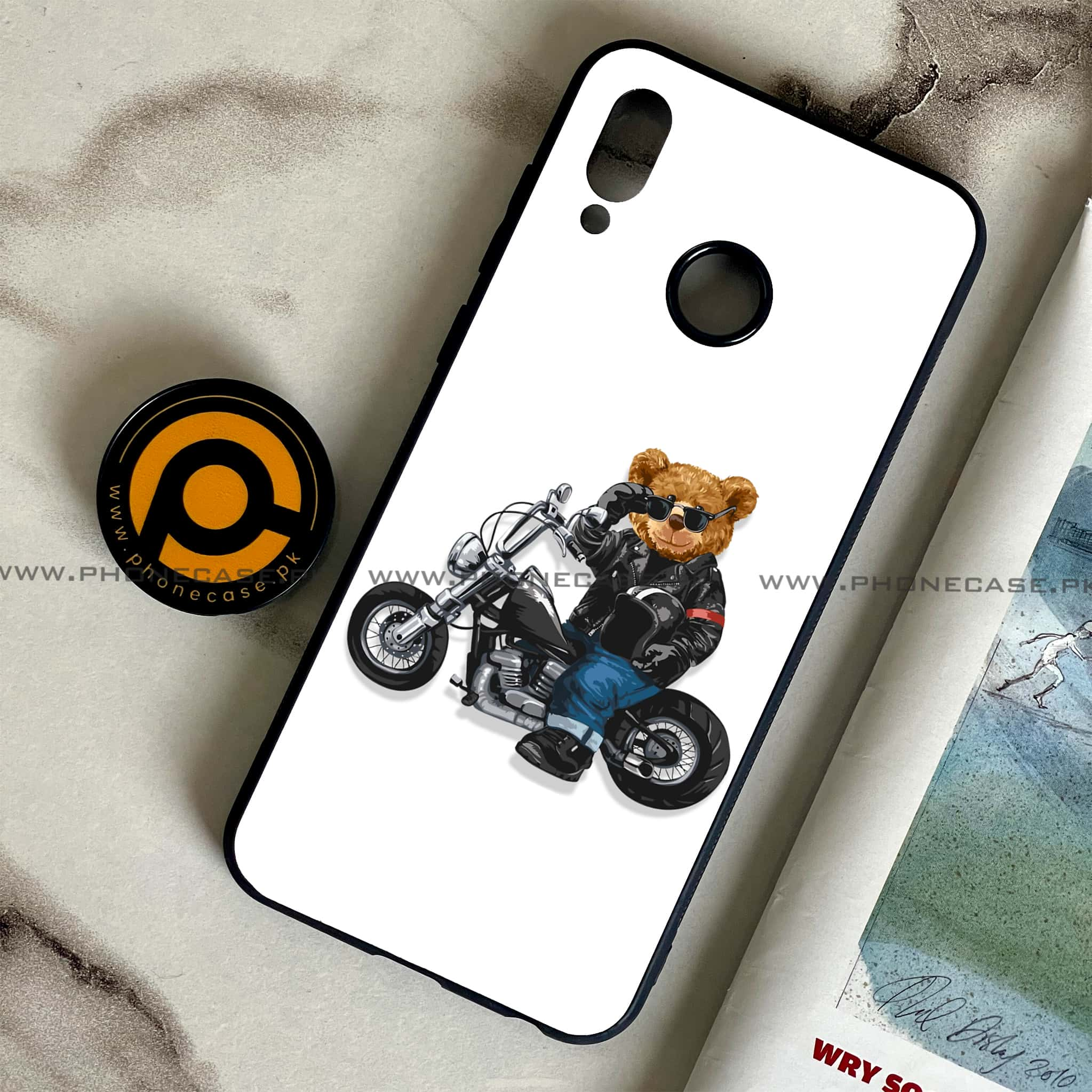 Huawei Honor Play - Cool Bear Series - Premium Printed Glass soft Bumper shock Proof Case