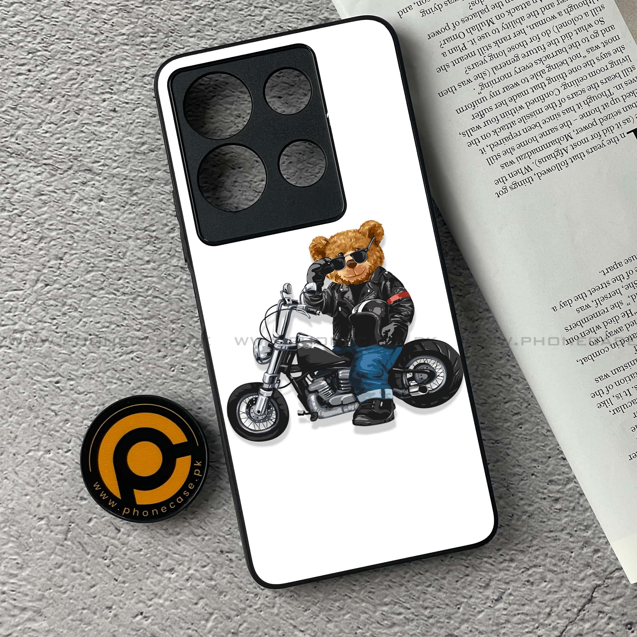 Infinix Note 30 - Cool Bear Series - Premium Printed Glass soft Bumper shock Proof Case