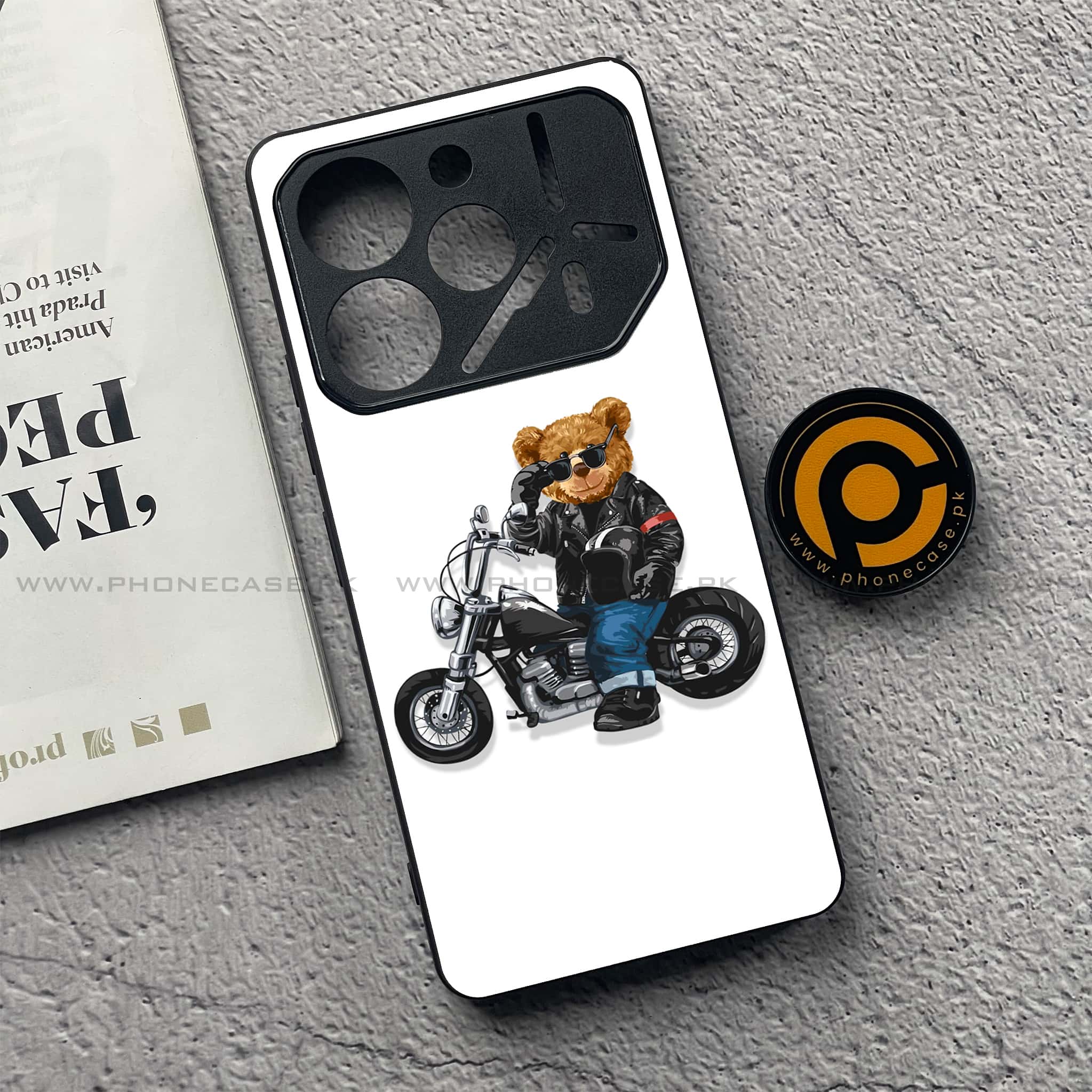 Tecno Pova 6 - Cool Bear Series - Premium Printed Glass soft Bumper shock Proof Case