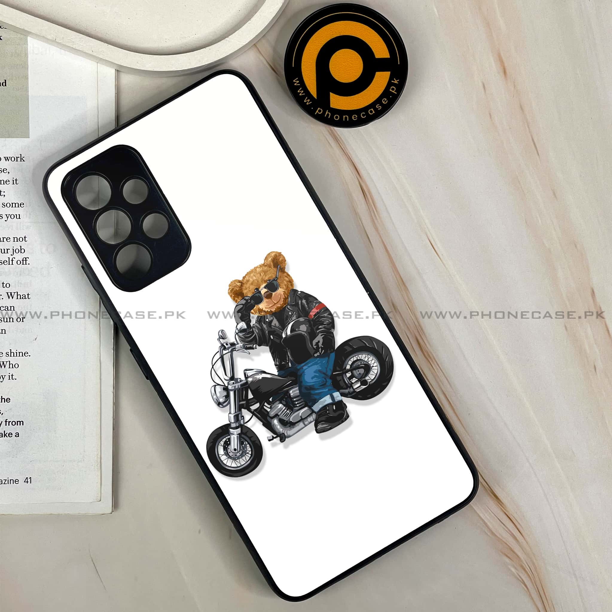 Galaxy A32 - Cool Bear Series - Premium Printed Glass soft Bumper shock Proof Case