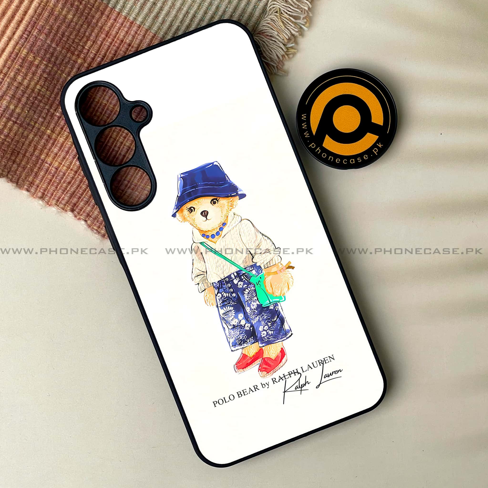 Galaxy A55 5G - Cool Bear Series -  Premium Metal Printed soft Bumper shock Proof Case