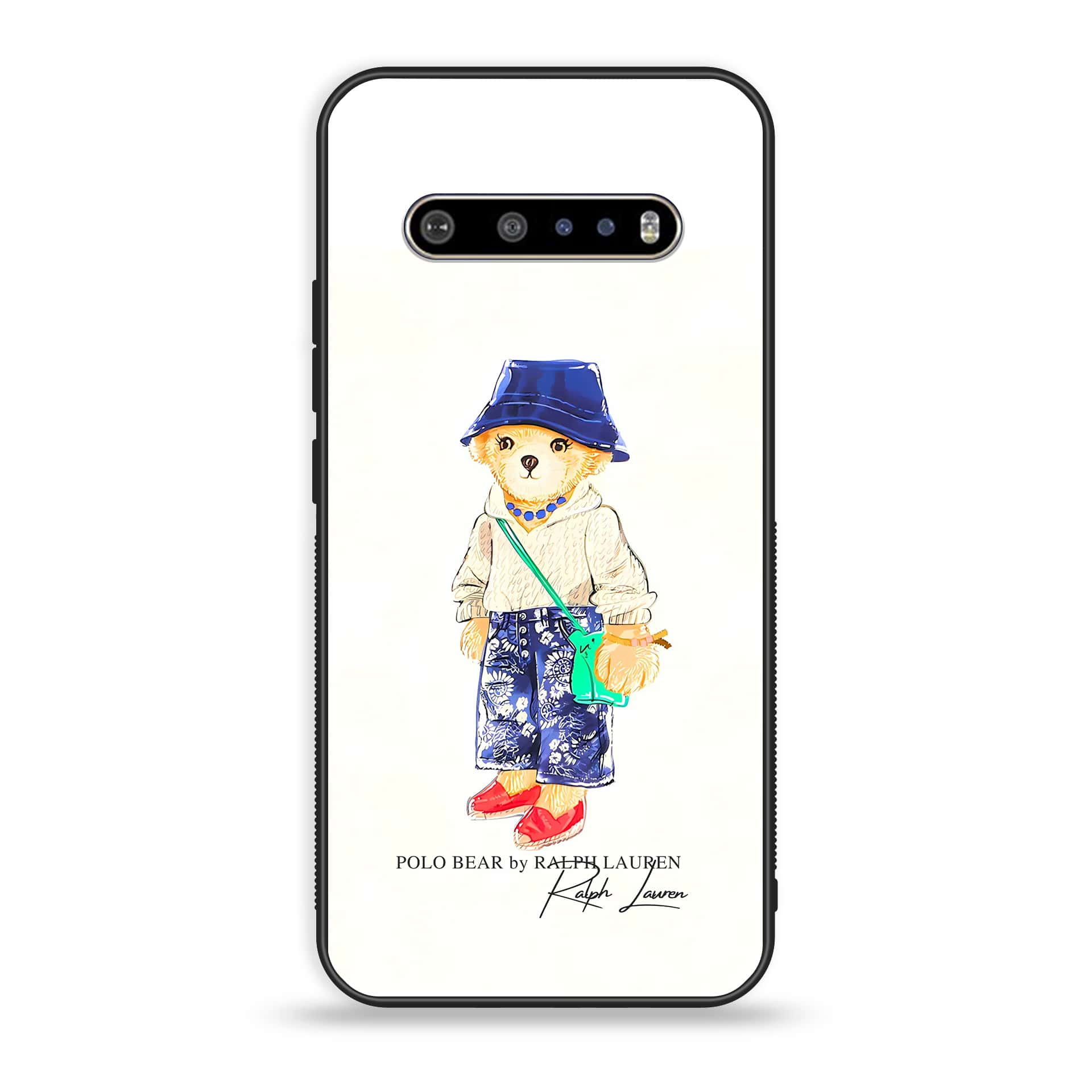 LG V60 Cool Bear Series Premium Printed Glass soft Bumper shock Proof Case