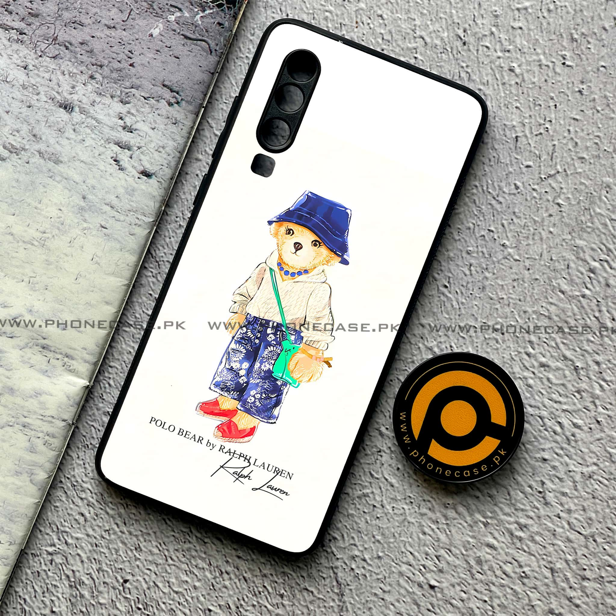 Huawei P30 - Cool Bear Series - Premium Printed Glass soft Bumper shock Proof Case