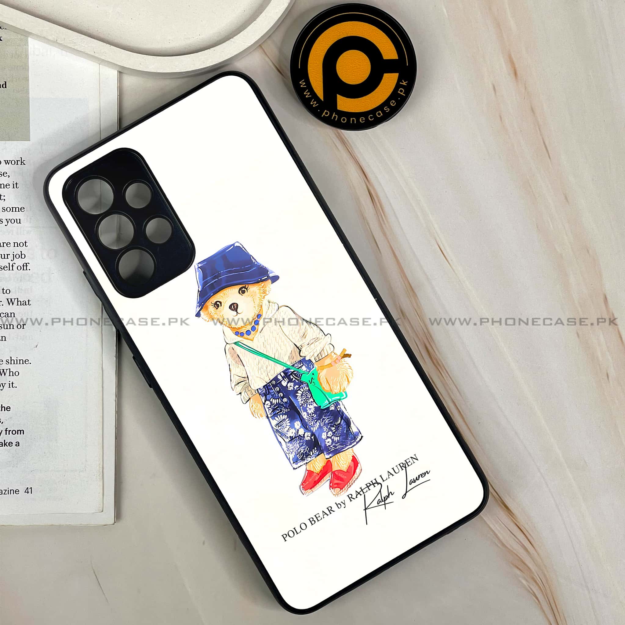 Galaxy A32 - Cool Bear Series - Premium Printed Glass soft Bumper shock Proof Case