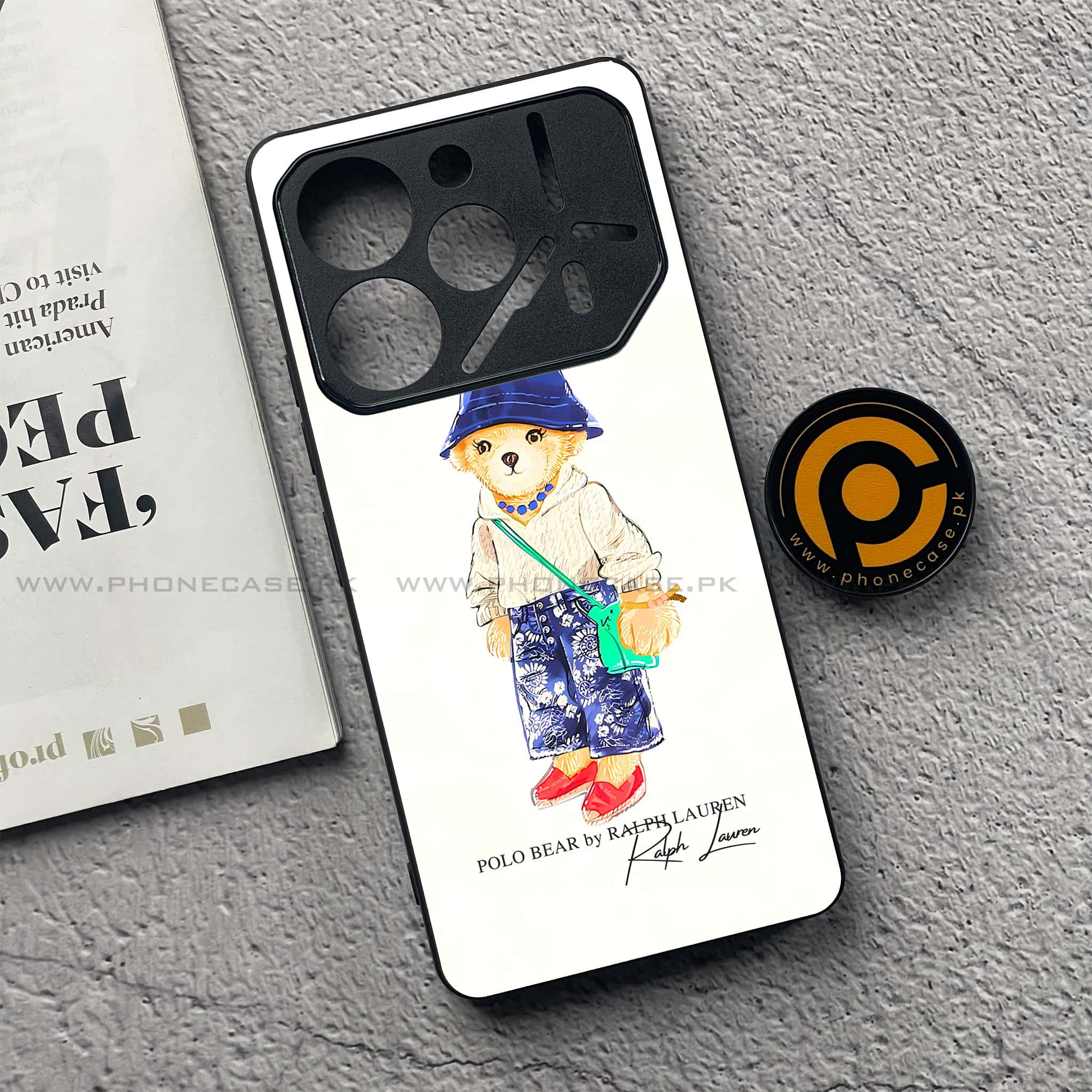 Tecno Pova 6 - Cool Bear Series - Premium Printed Glass soft Bumper shock Proof Case