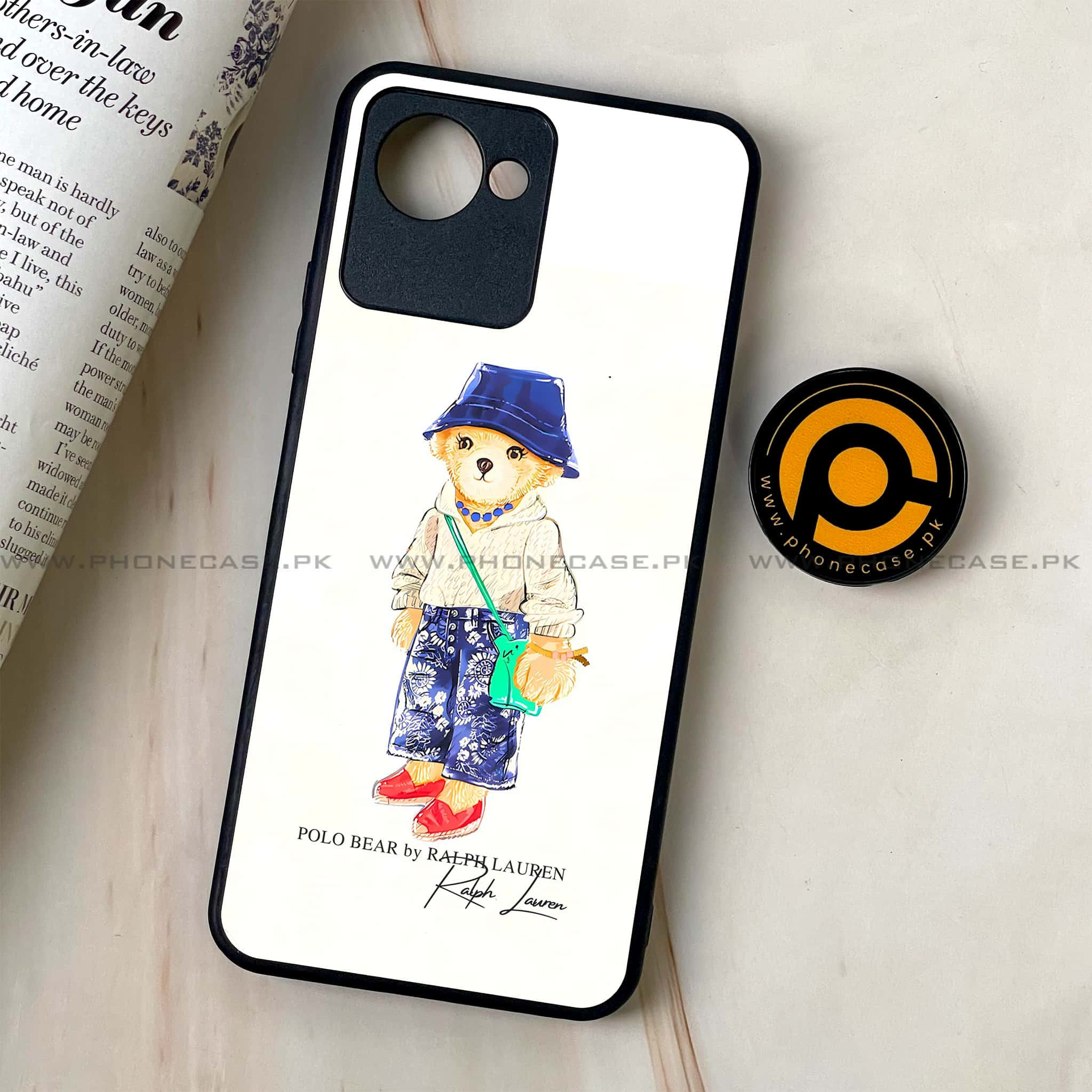 Realme C30 - Cool Bear Series - Premium Printed Glass soft Bumper shock Proof Case