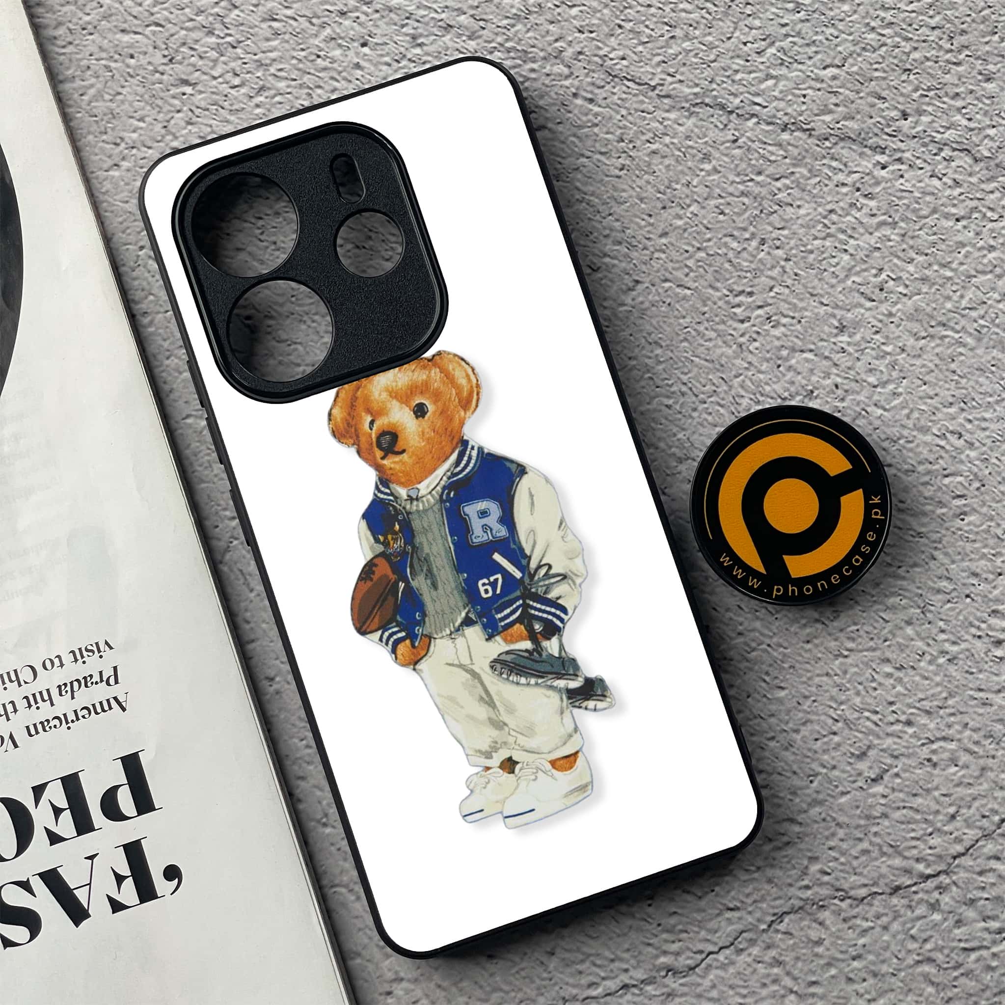 Xiaomi Redmi Note 14 - Cool Bear Series - Premium Printed Glass soft Bumper shock Proof Case