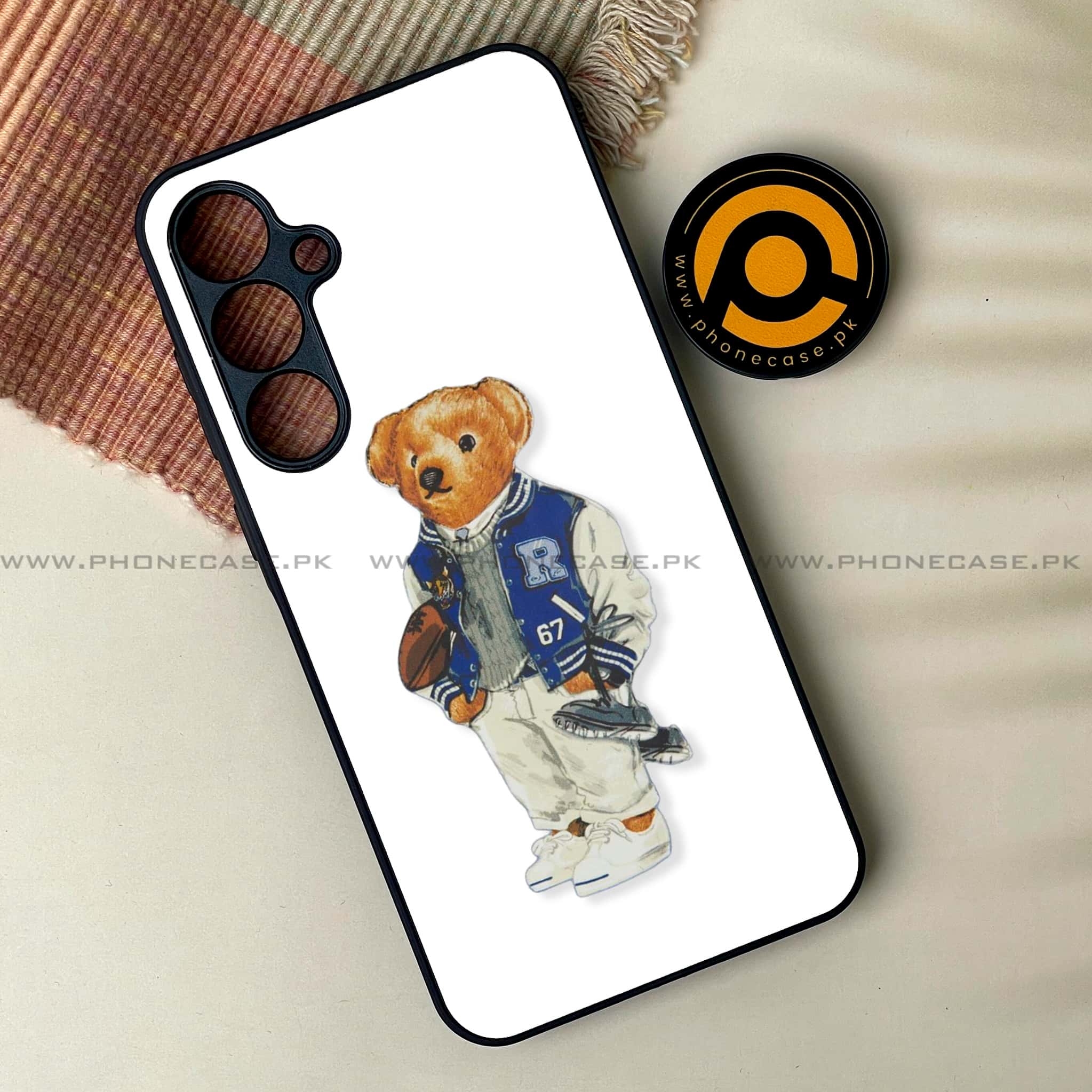 Galaxy A55 5G - Cool Bear Series -  Premium Metal Printed soft Bumper shock Proof Case