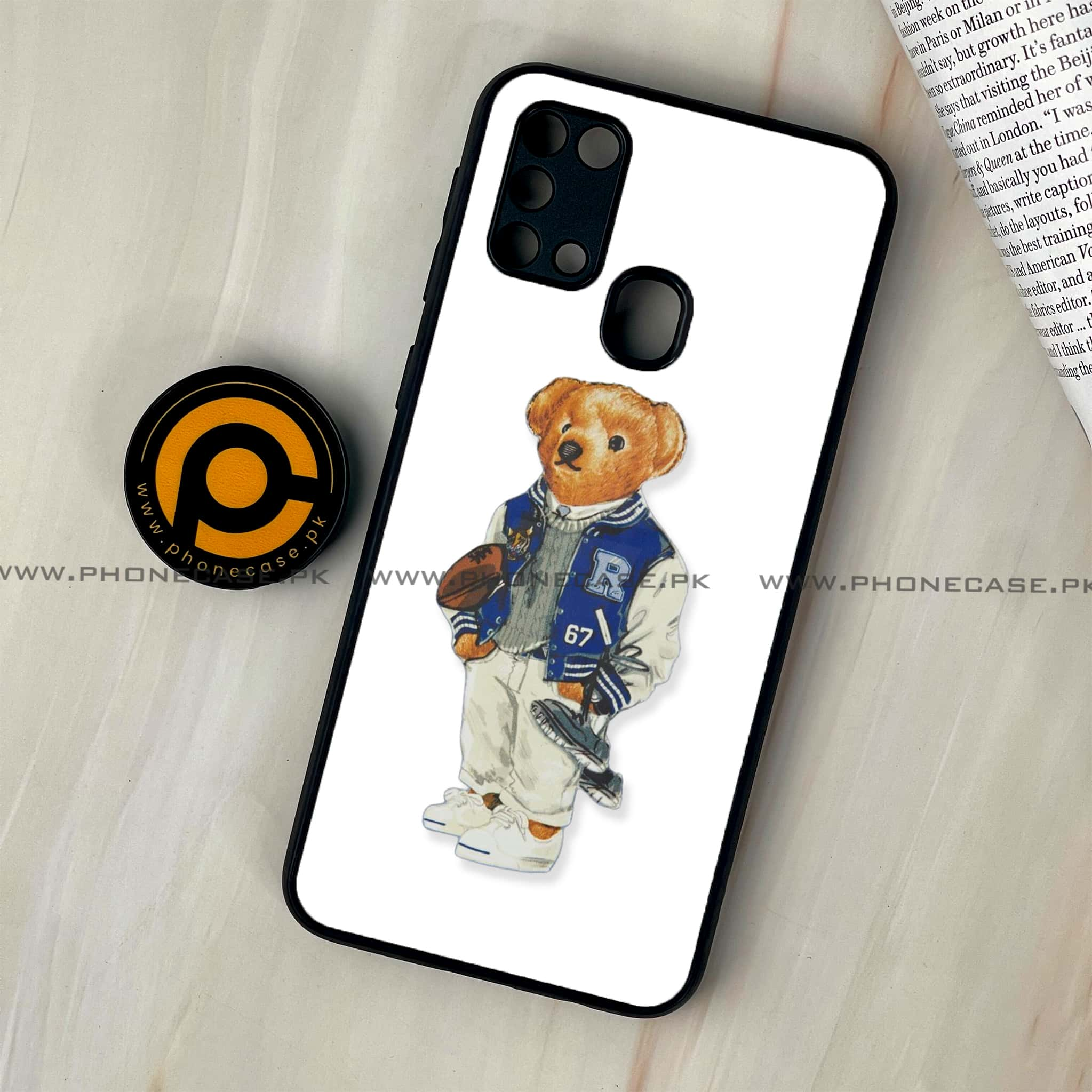 Galaxy M31 - Cool Bear Series - Premium Printed Glass soft Bumper shock Proof Case