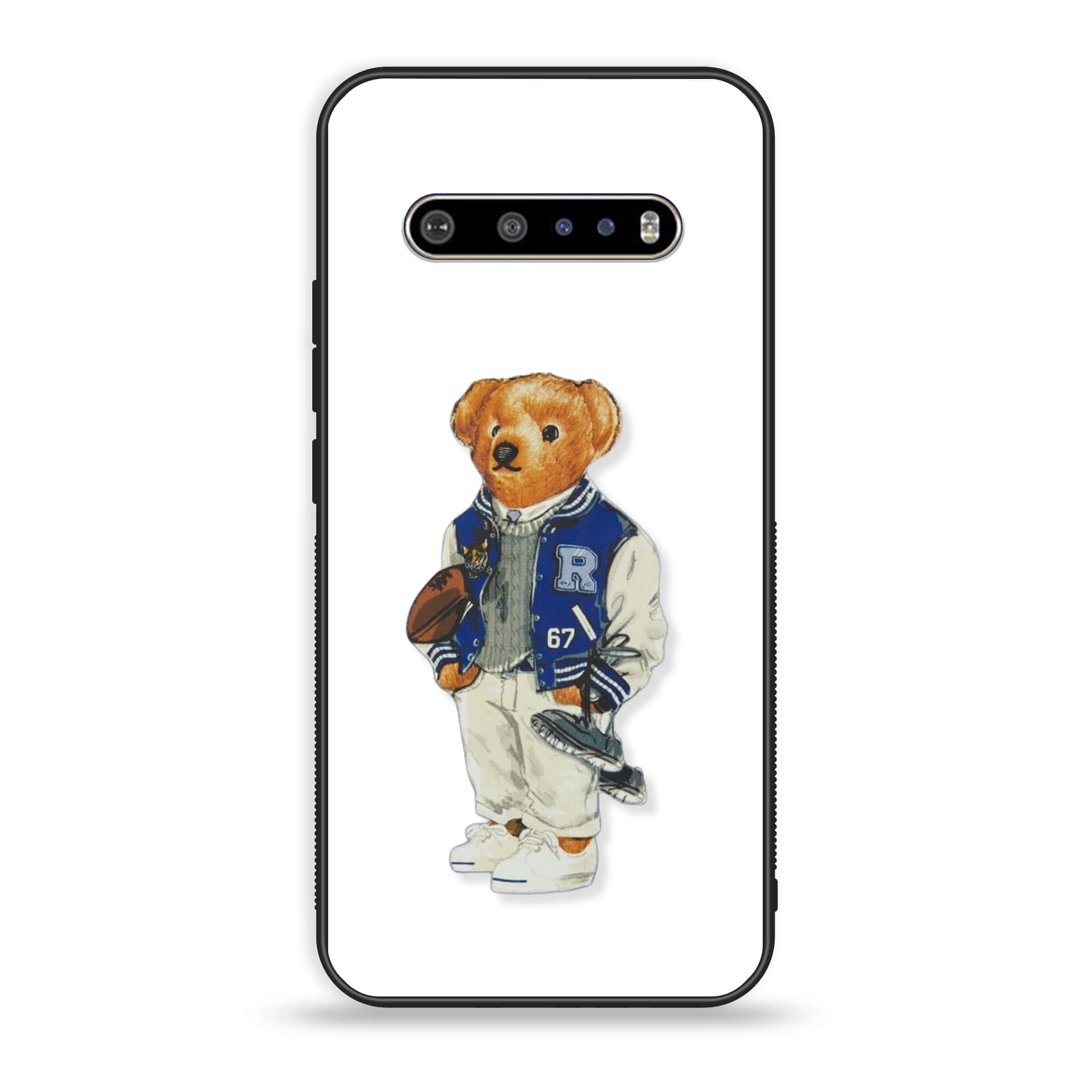 LG V60 Cool Bear Series Premium Printed Glass soft Bumper shock Proof Case