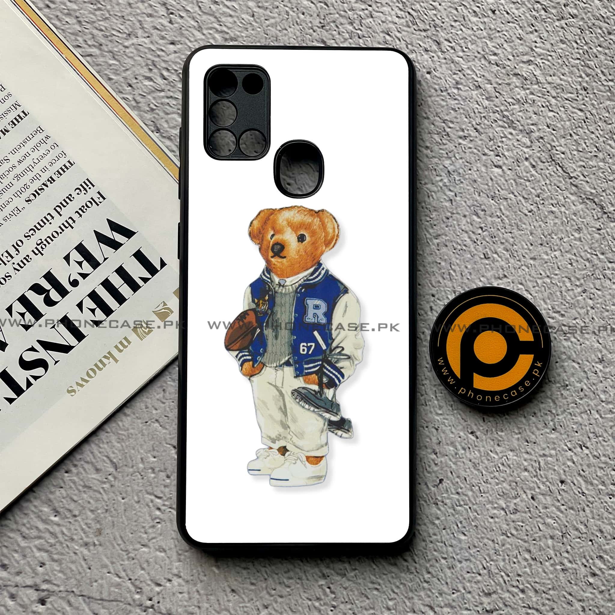 Samsung Galaxy A21s - Cool Bear Series - Premium Printed Glass soft Bumper shock Proof Case