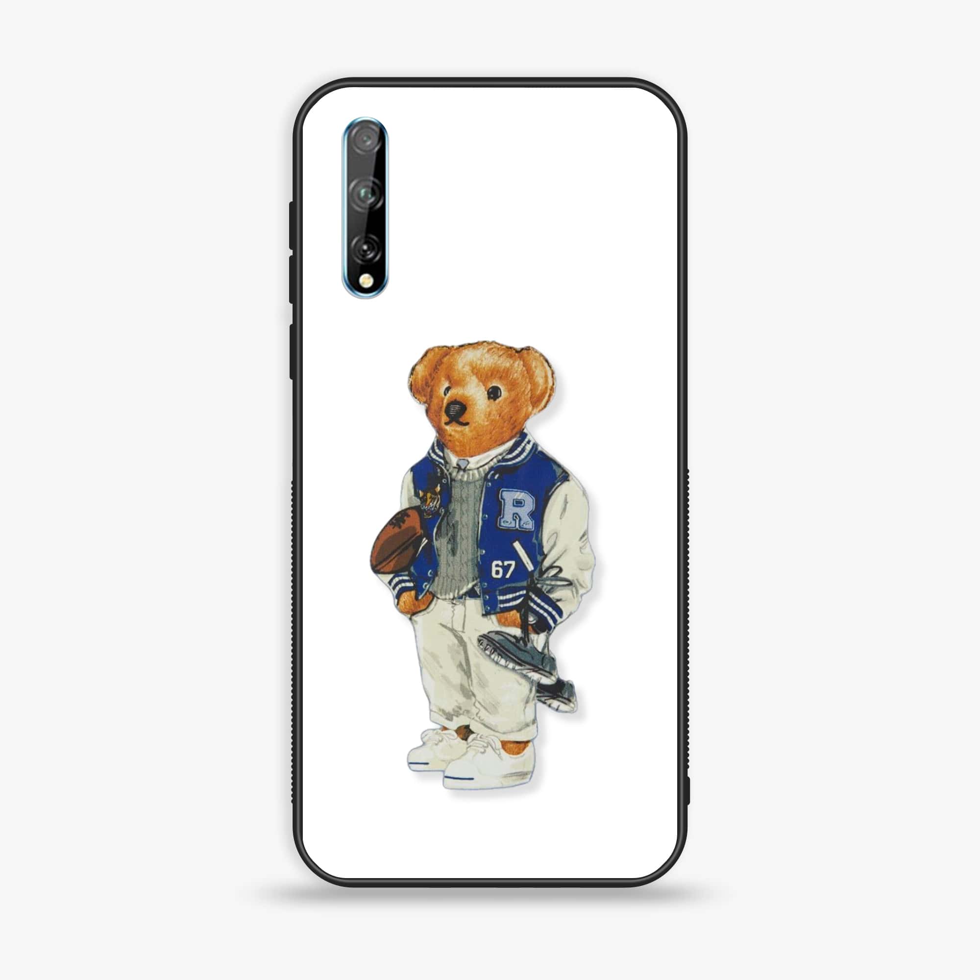 Huawei Y8p - Cool Bear Series - Premium Printed Glass soft Bumper shock Proof Case