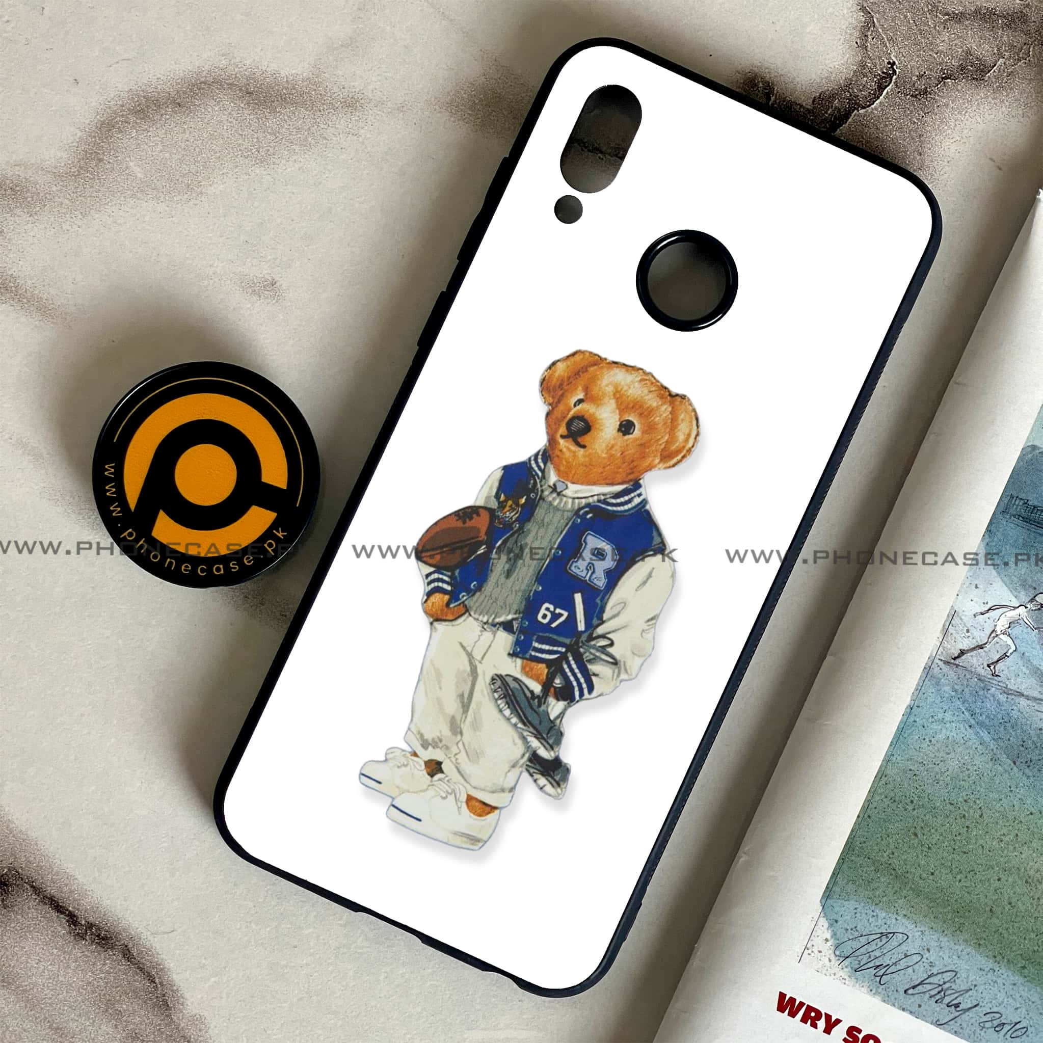 Huawei Honor Play - Cool Bear Series - Premium Printed Glass soft Bumper shock Proof Case