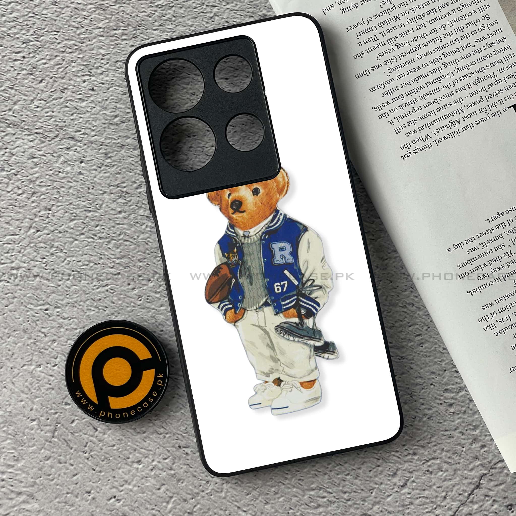 Infinix Note 30 - Cool Bear Series - Premium Printed Glass soft Bumper shock Proof Case