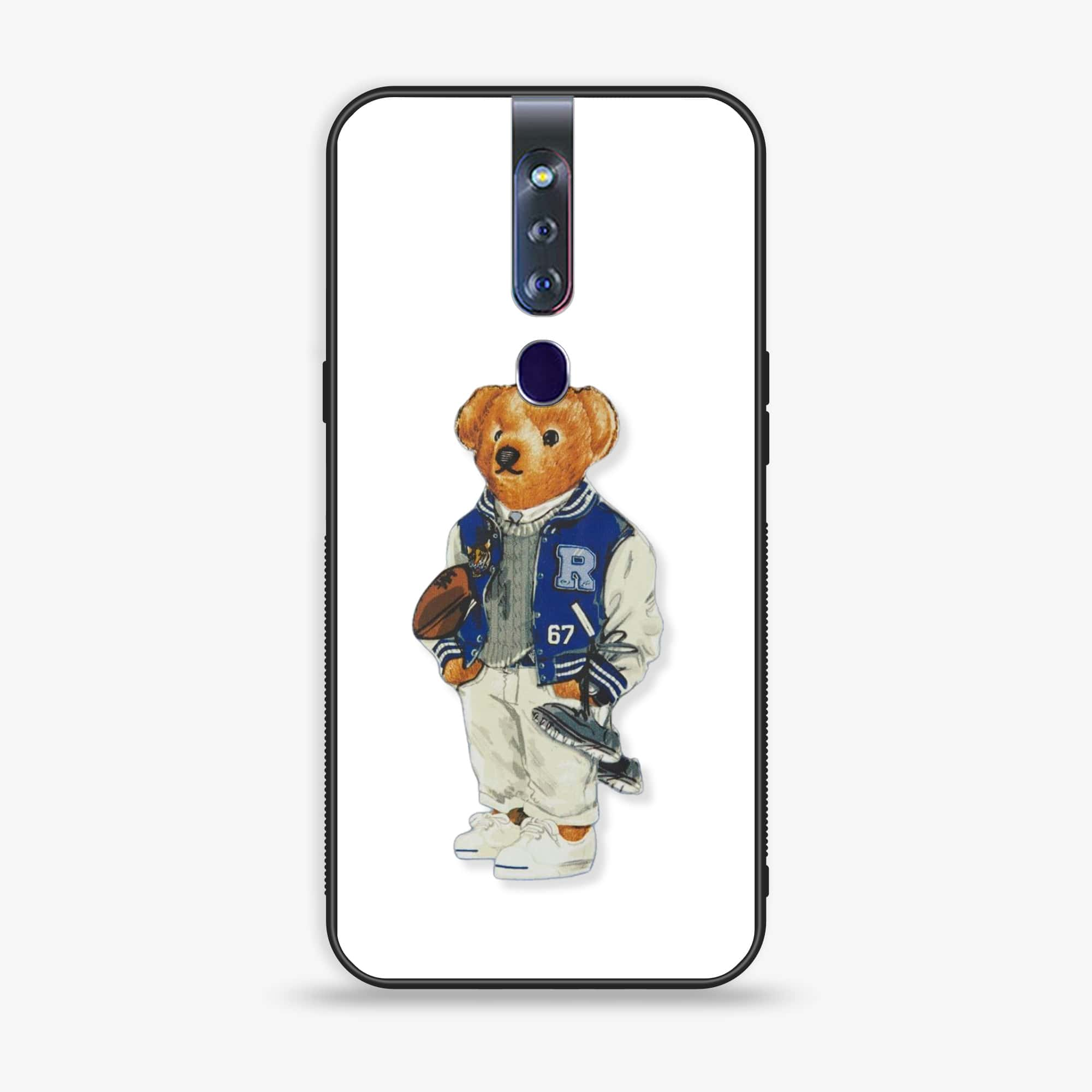 Oppo F11 Pro Cool Bear Series Premium Printed Glass soft Bumper shock Proof Case