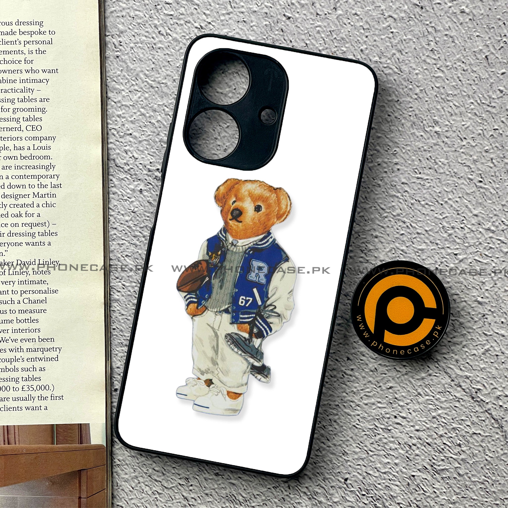 Realme Note 60 - Cool Bear Series - Premium Printed Glass soft Bumper shock Proof Case