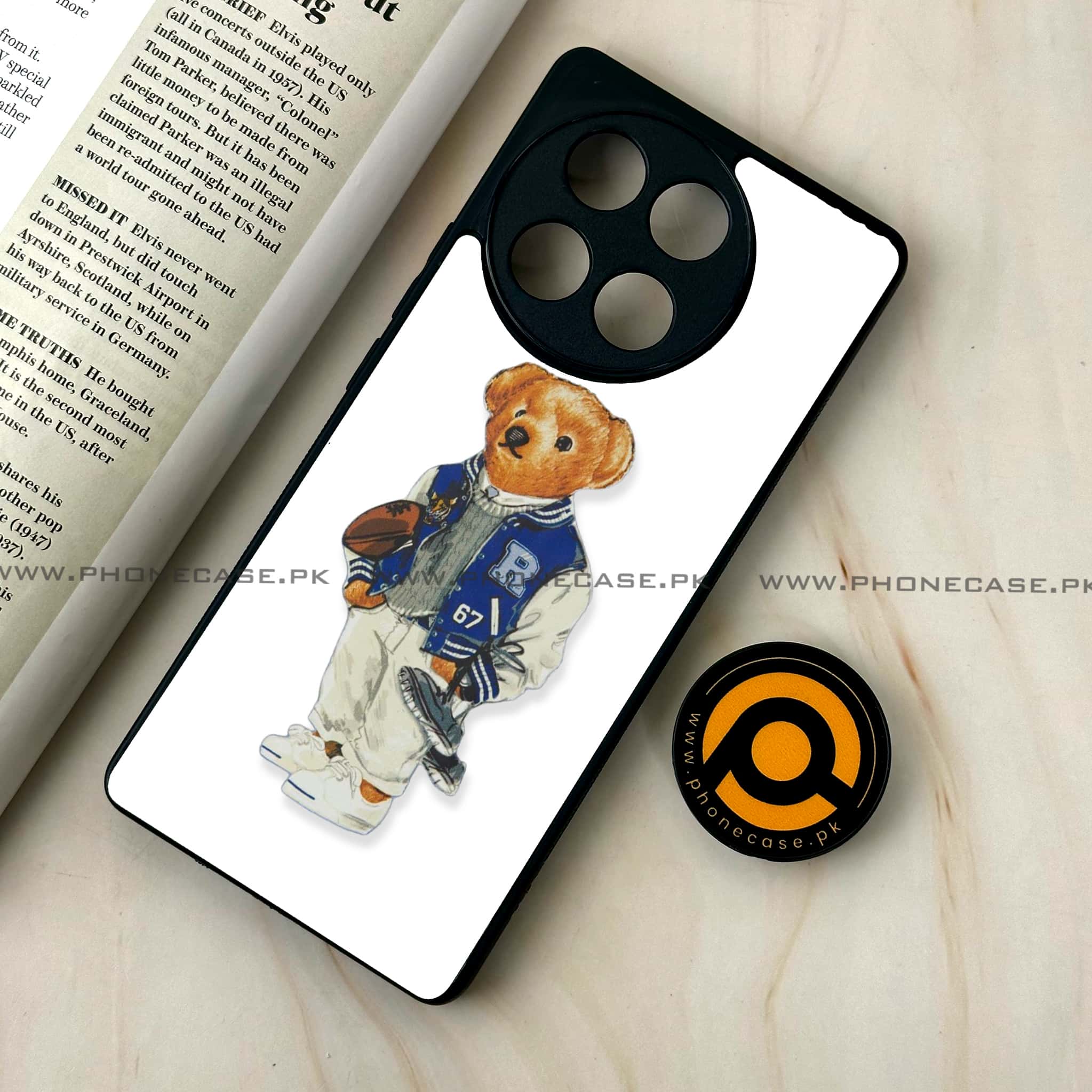 Tecno Camon 30s - Cool Bear Series - Premium Metal Printed soft Bumper shock Proof Case