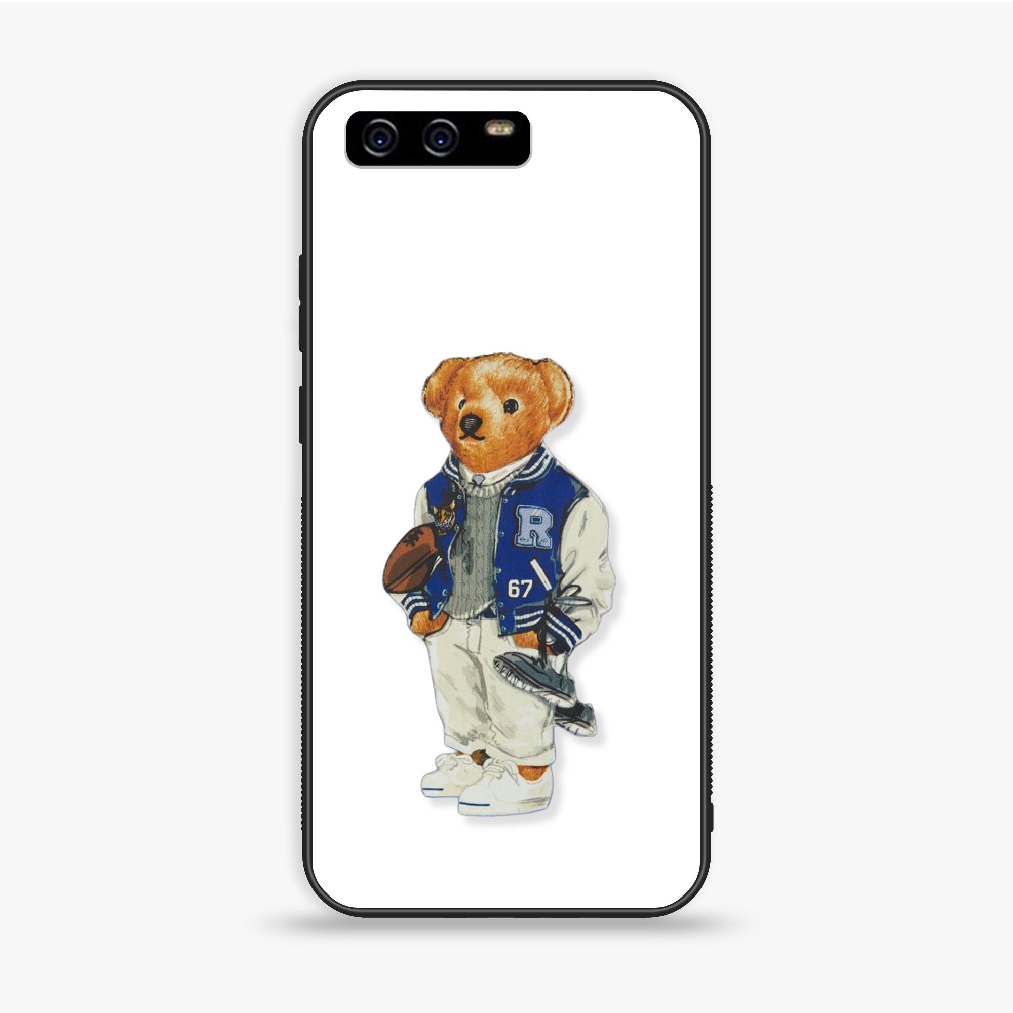 Huawei P10 Plus - Cool Bear Series - Premium Printed Glass soft Bumper shock Proof Case