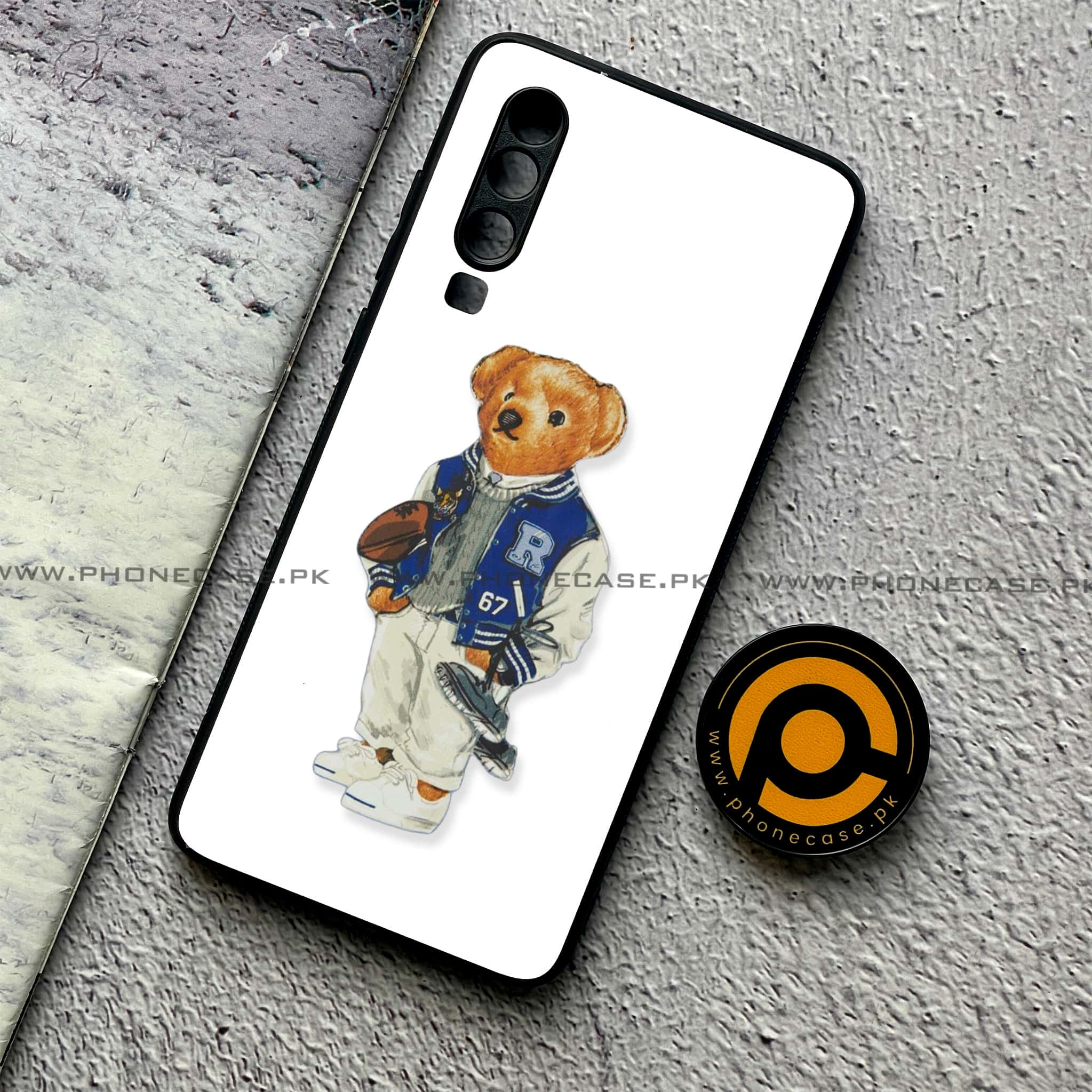 Huawei P30 - Cool Bear Series - Premium Printed Glass soft Bumper shock Proof Case