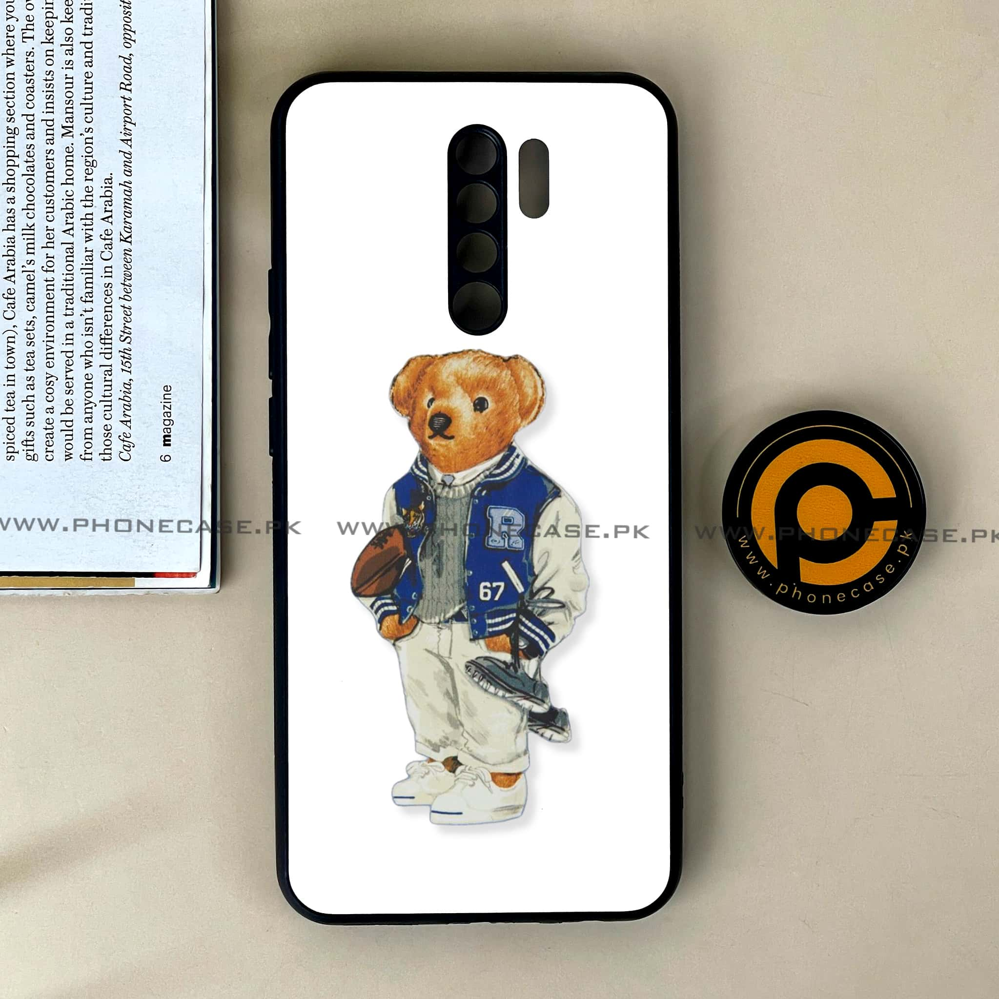 Xiaomi Redmi 9 - Cool Bear Series - Premium Printed Glass soft Bumper shock Proof Case