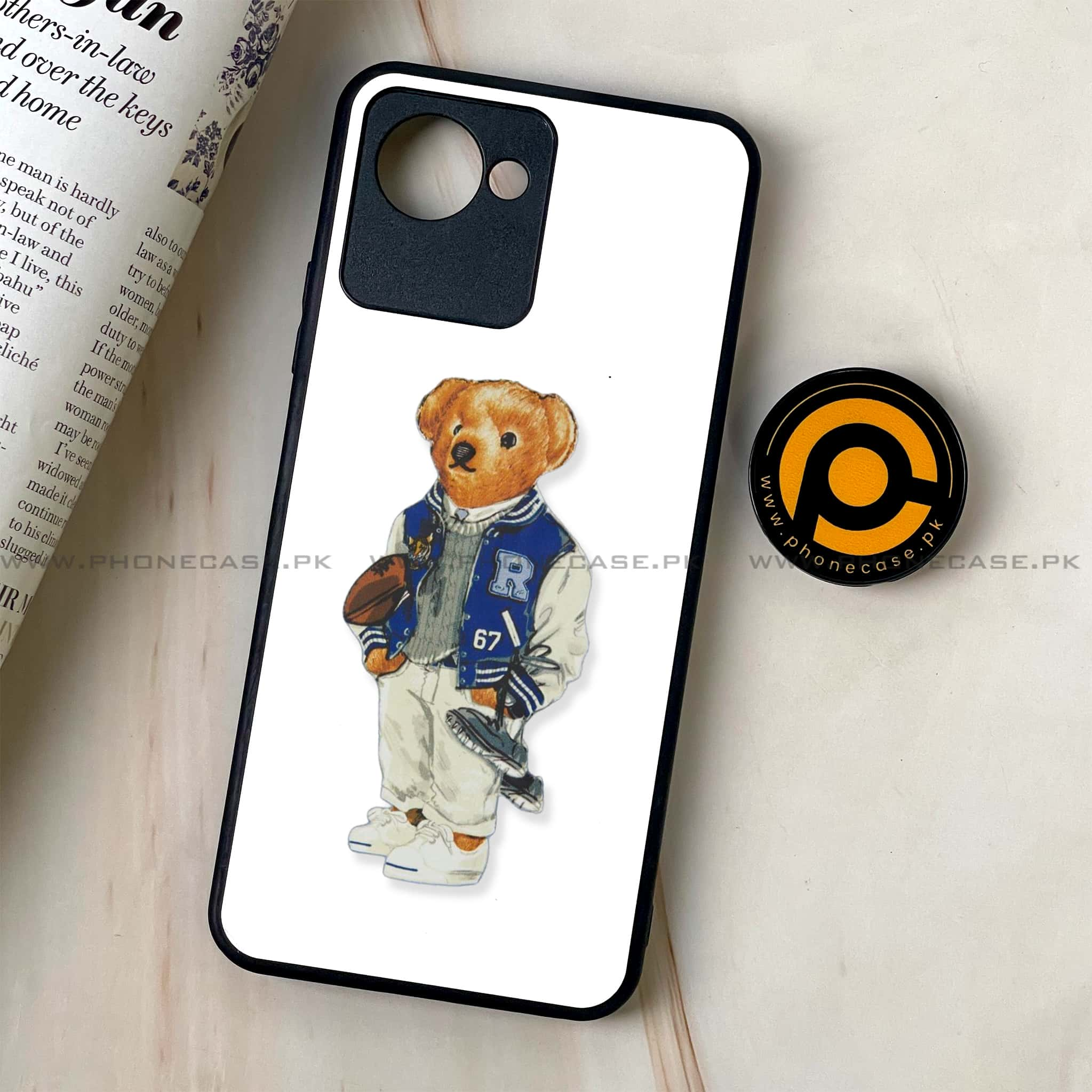 Realme C30 - Cool Bear Series - Premium Printed Glass soft Bumper shock Proof Case