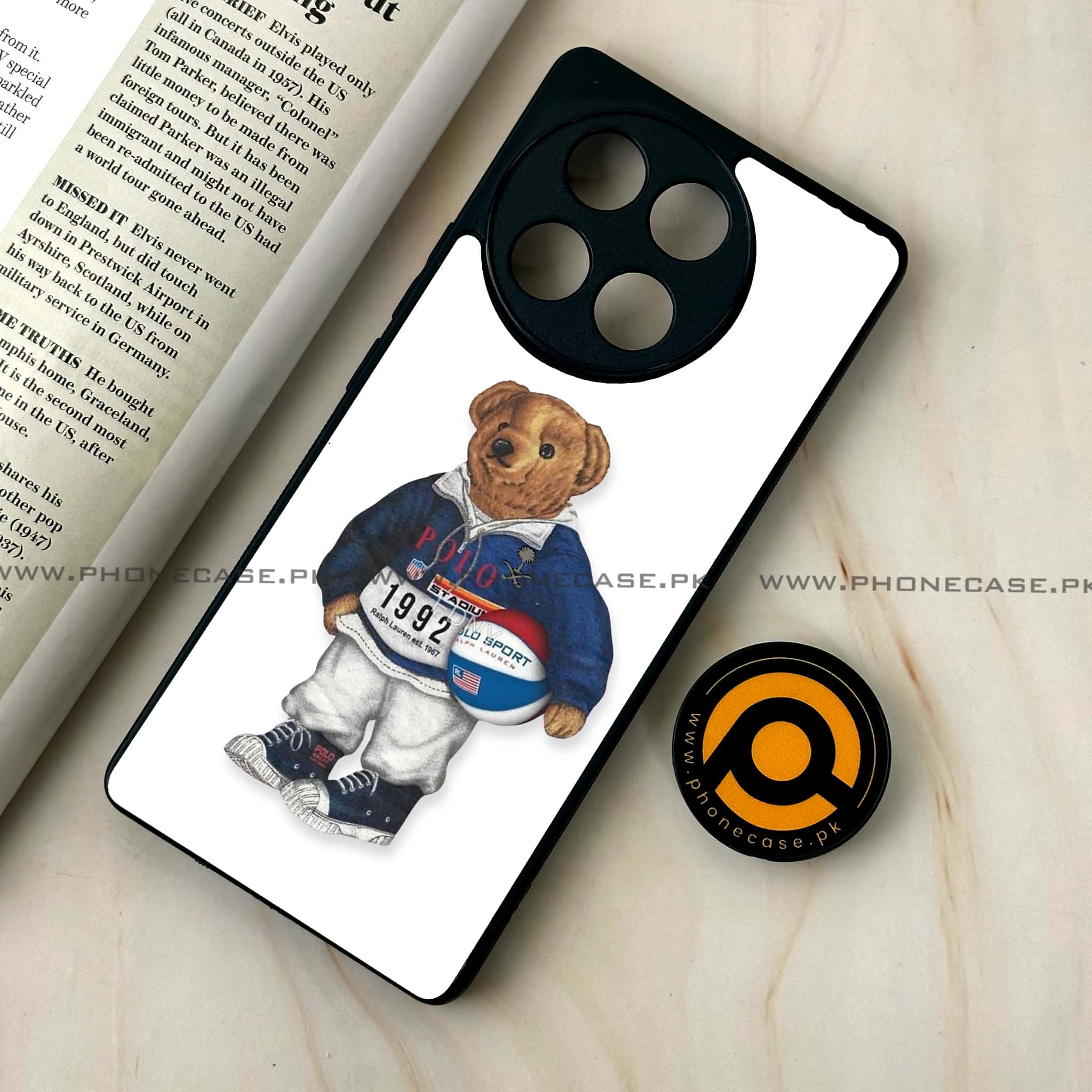 Tecno Camon 30s - Cool Bear Series - Premium Metal Printed soft Bumper shock Proof Case