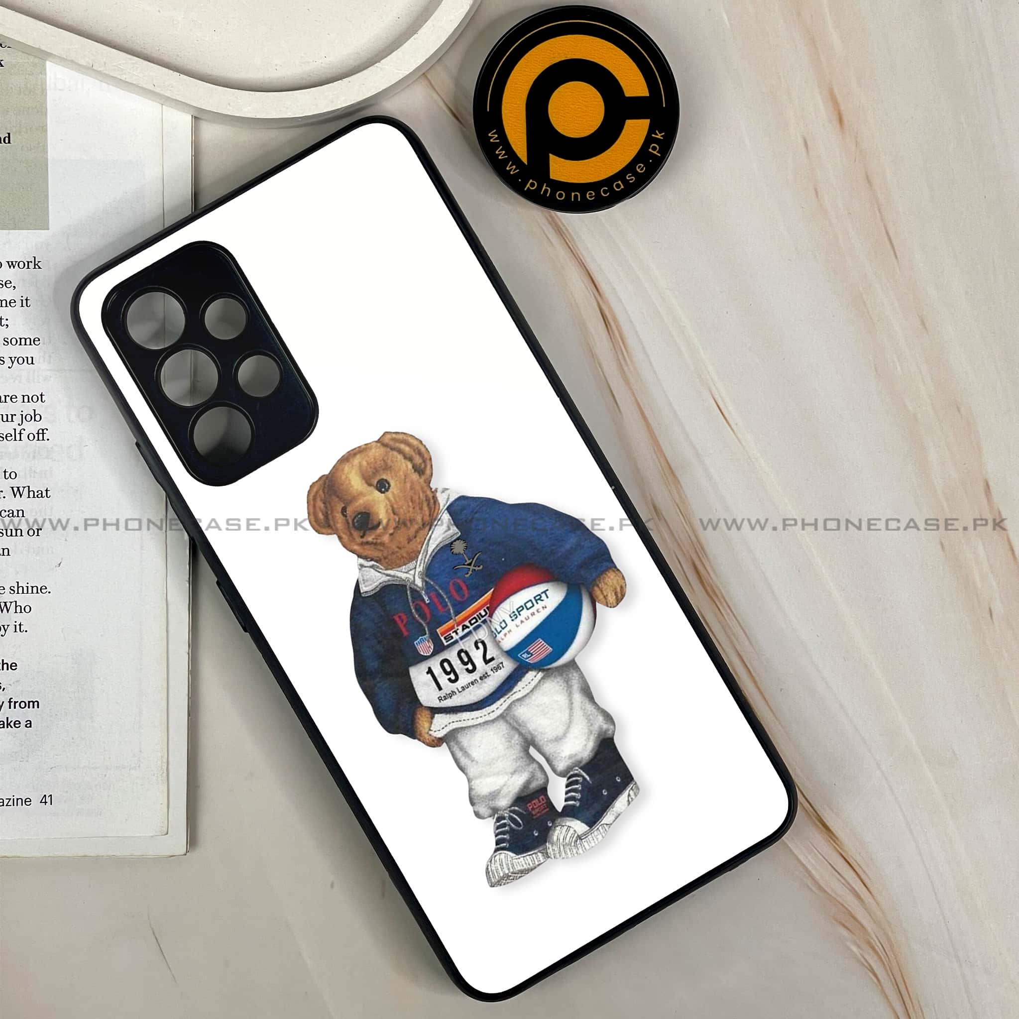 Galaxy A32 - Cool Bear Series - Premium Printed Glass soft Bumper shock Proof Case