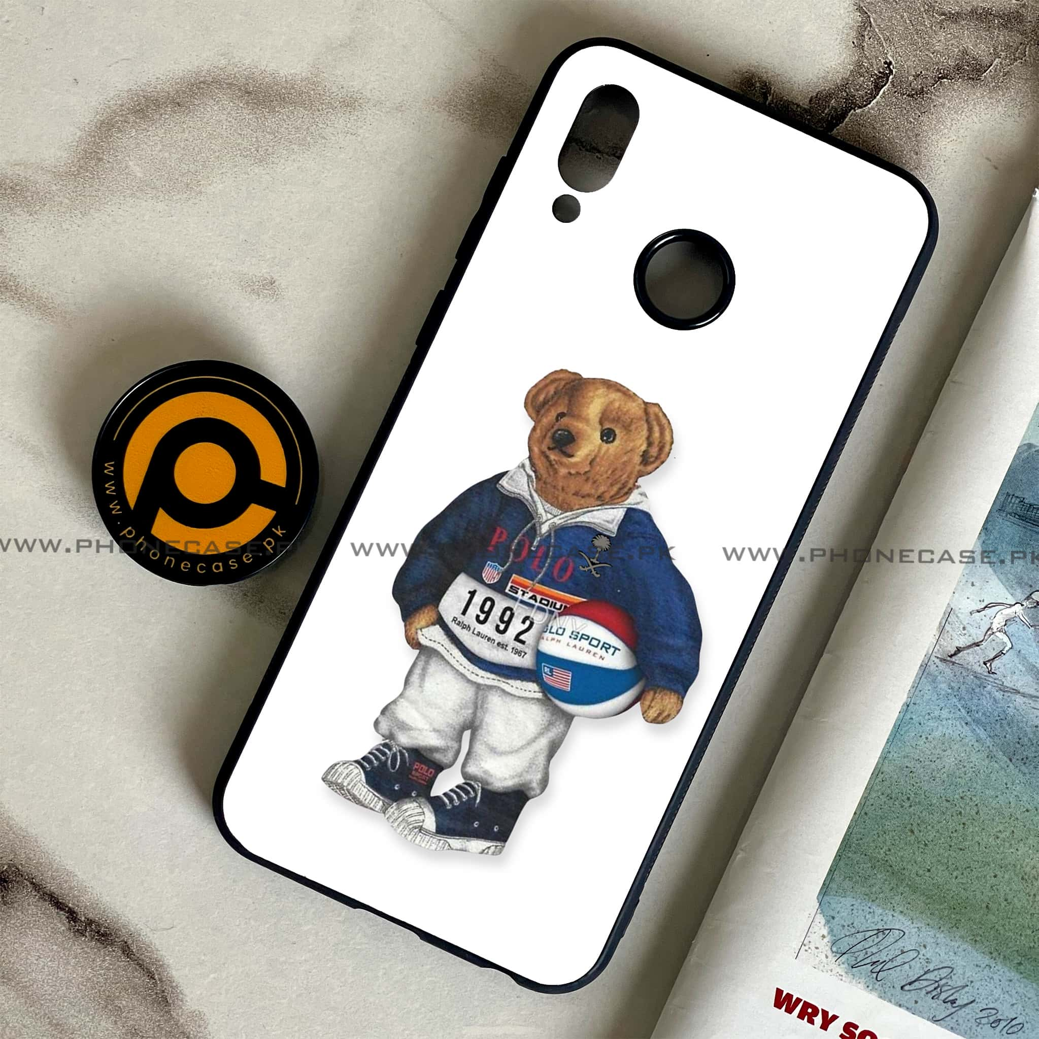 Huawei Honor Play - Cool Bear Series - Premium Printed Glass soft Bumper shock Proof Case