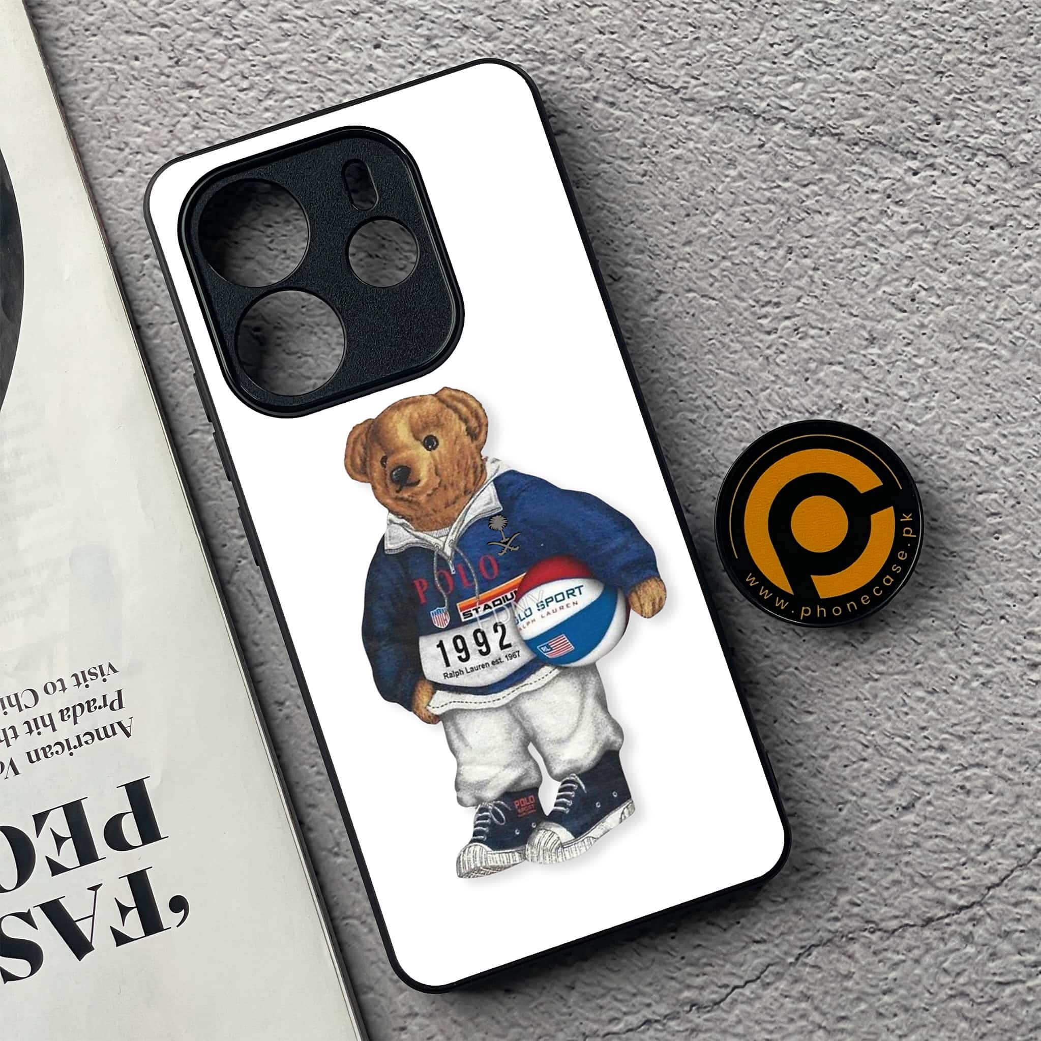 Xiaomi Redmi Note 14 - Cool Bear Series - Premium Printed Glass soft Bumper shock Proof Case