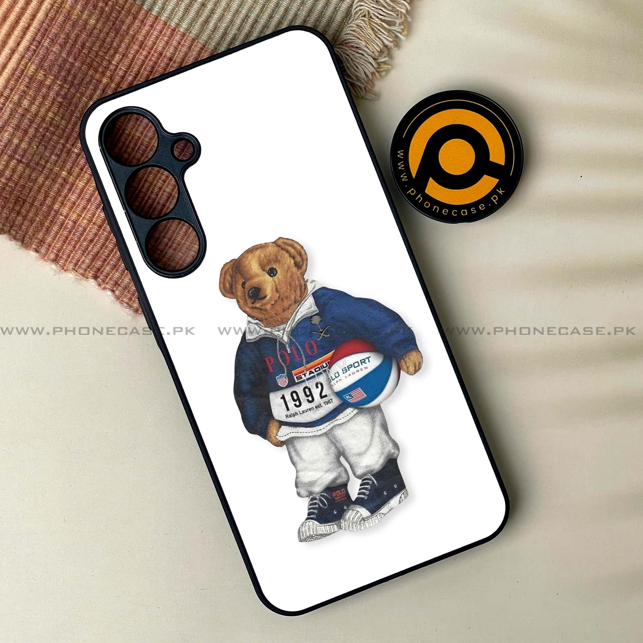 Galaxy A55 5G - Cool Bear Series -  Premium Metal Printed soft Bumper shock Proof Case