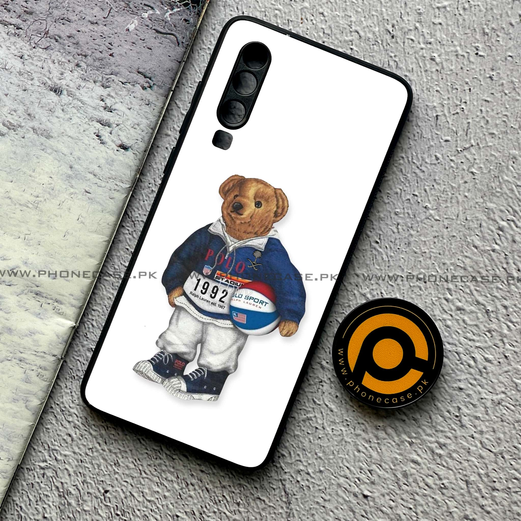 Huawei P30 - Cool Bear Series - Premium Printed Glass soft Bumper shock Proof Case