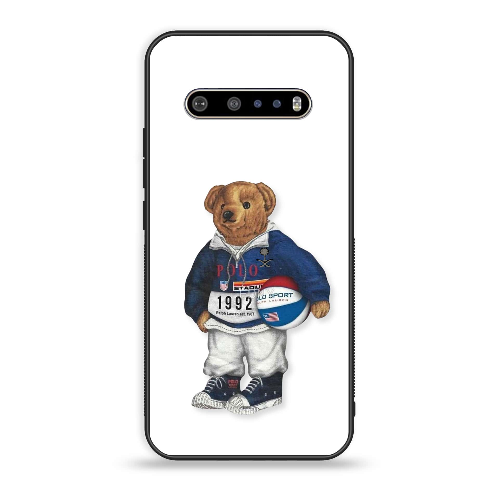 LG V60 Cool Bear Series Premium Printed Glass soft Bumper shock Proof Case