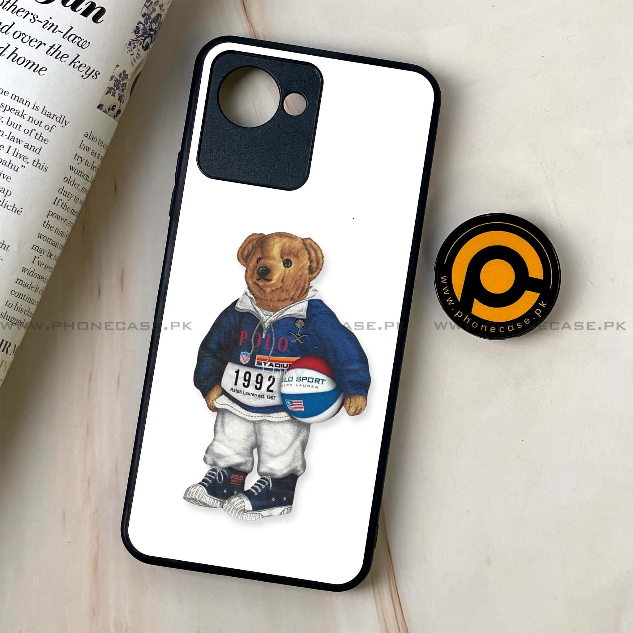 Realme C30 - Cool Bear Series - Premium Printed Glass soft Bumper shock Proof Case