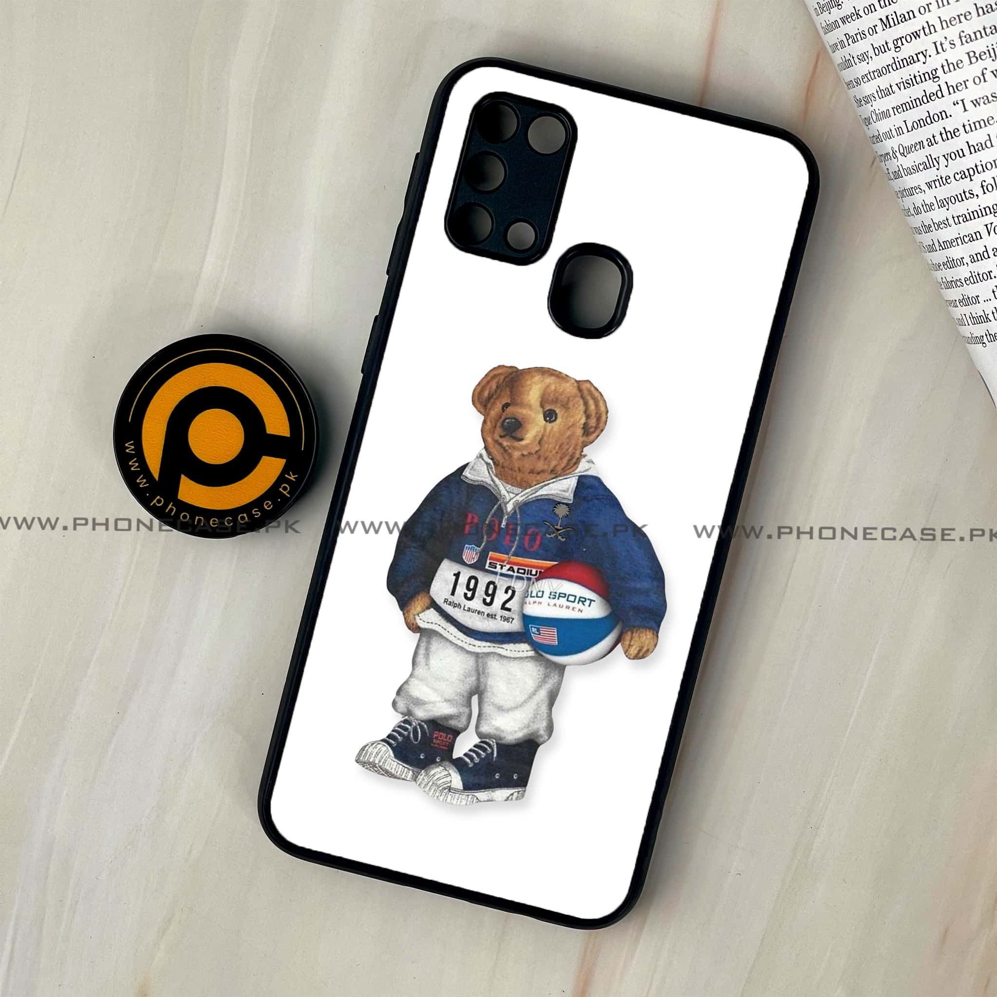 Galaxy M31 - Cool Bear Series - Premium Printed Glass soft Bumper shock Proof Case