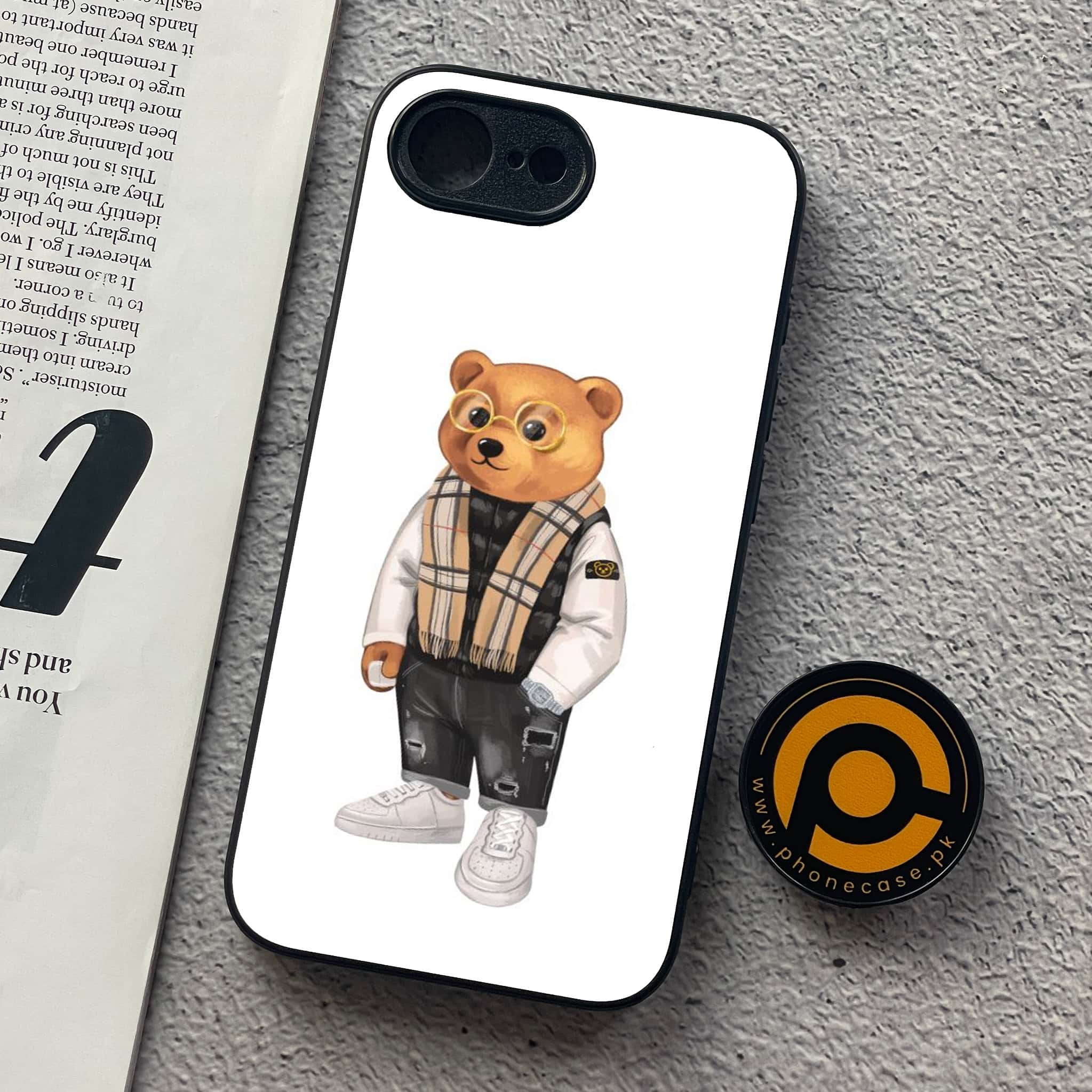 iPhone 16e - Cool Bear Series - Premium Metal  Printed soft Bumper shock Proof Case