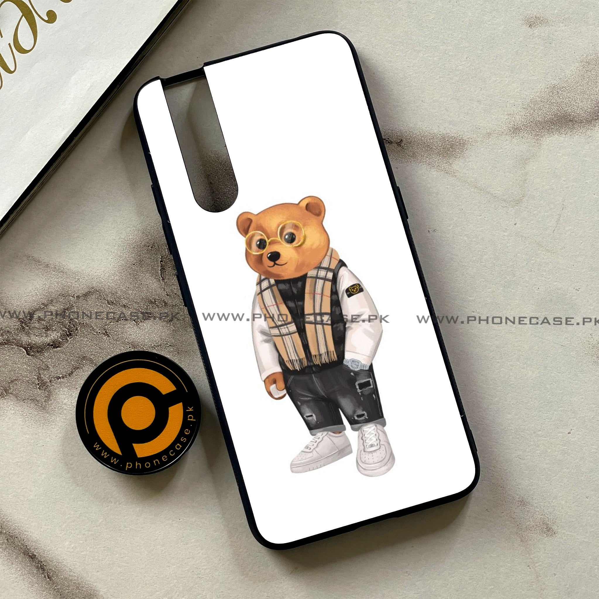 Vivo V15 Pro - Cool Bear Series - Premium Printed Glass soft Bumper shock Proof Case