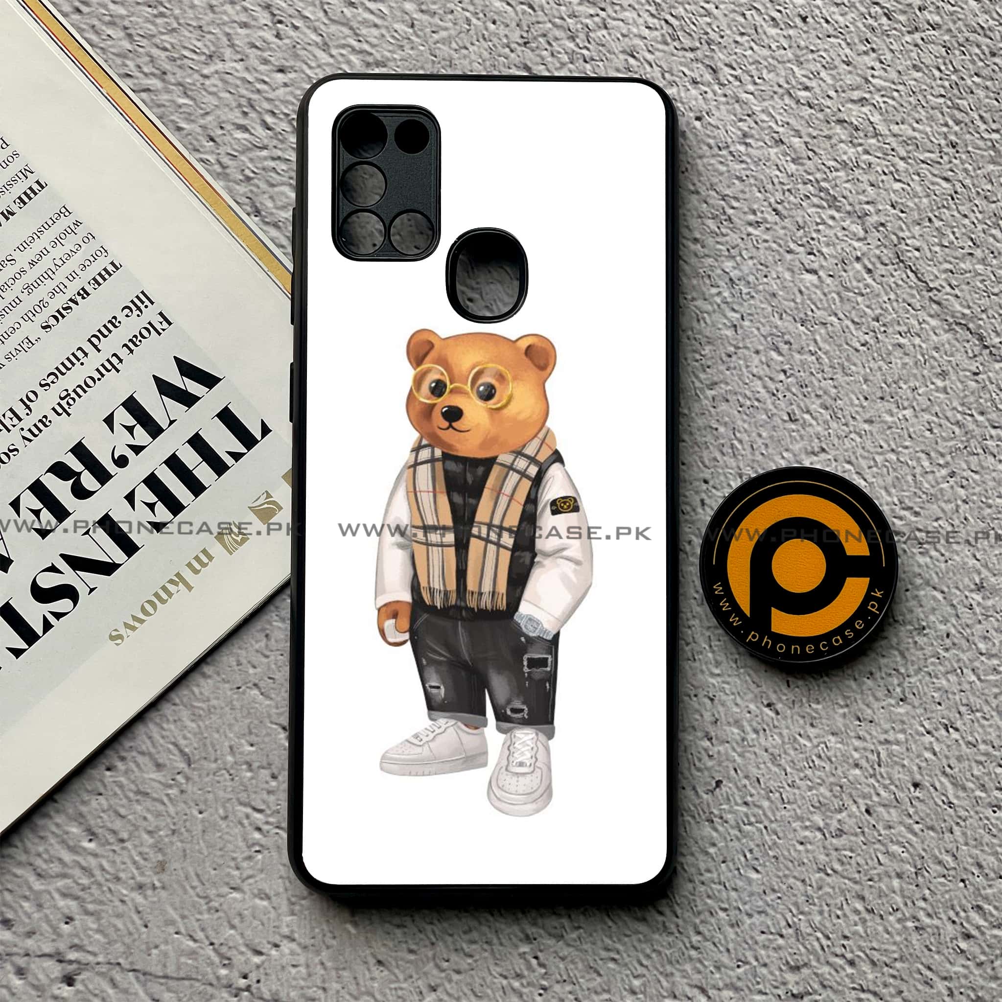 Samsung Galaxy A21s - Cool Bear Series - Premium Printed Glass soft Bumper shock Proof Case