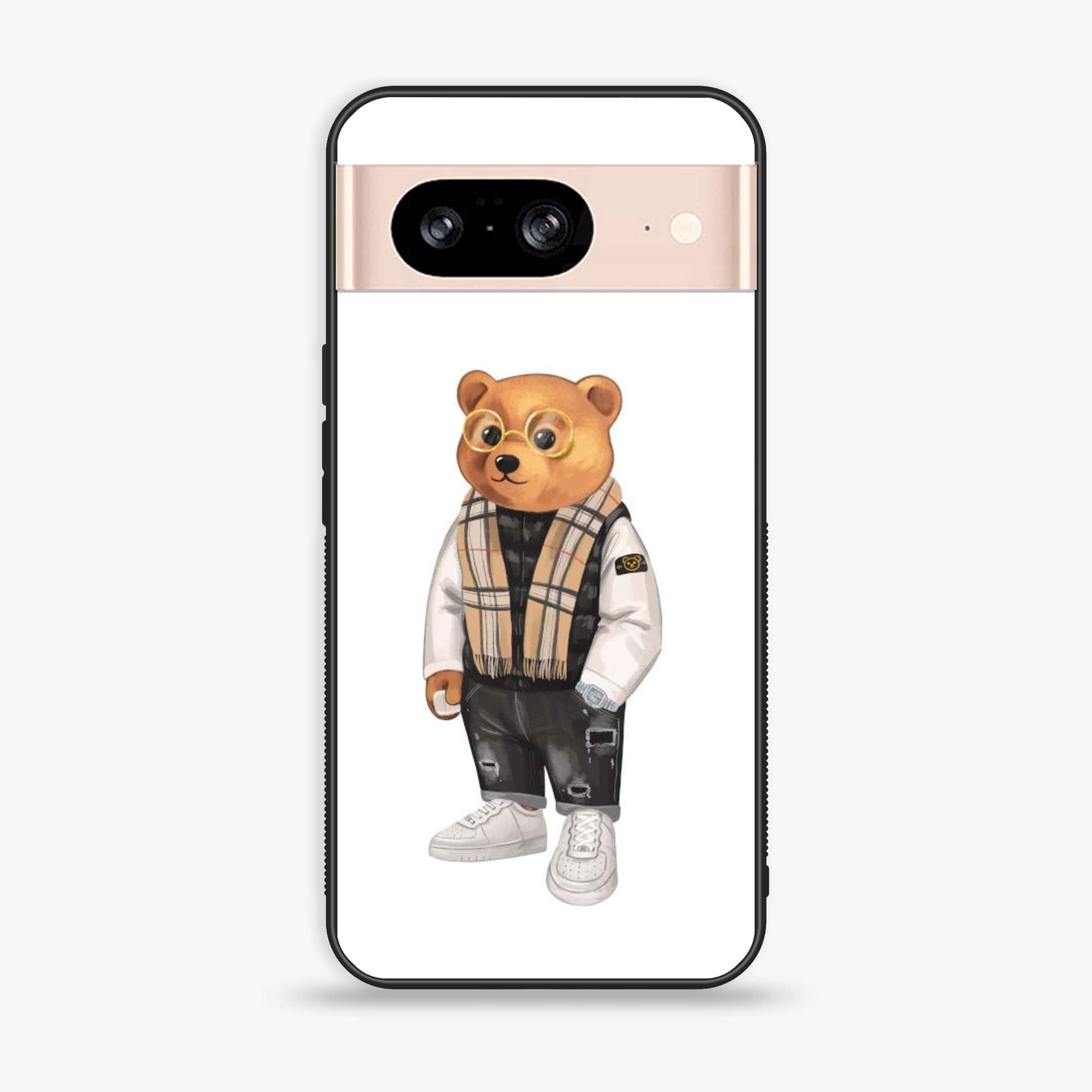 Google Pixel 8 - Cool Bear Series - Premium Printed Glass soft Bumper shock Proof Case