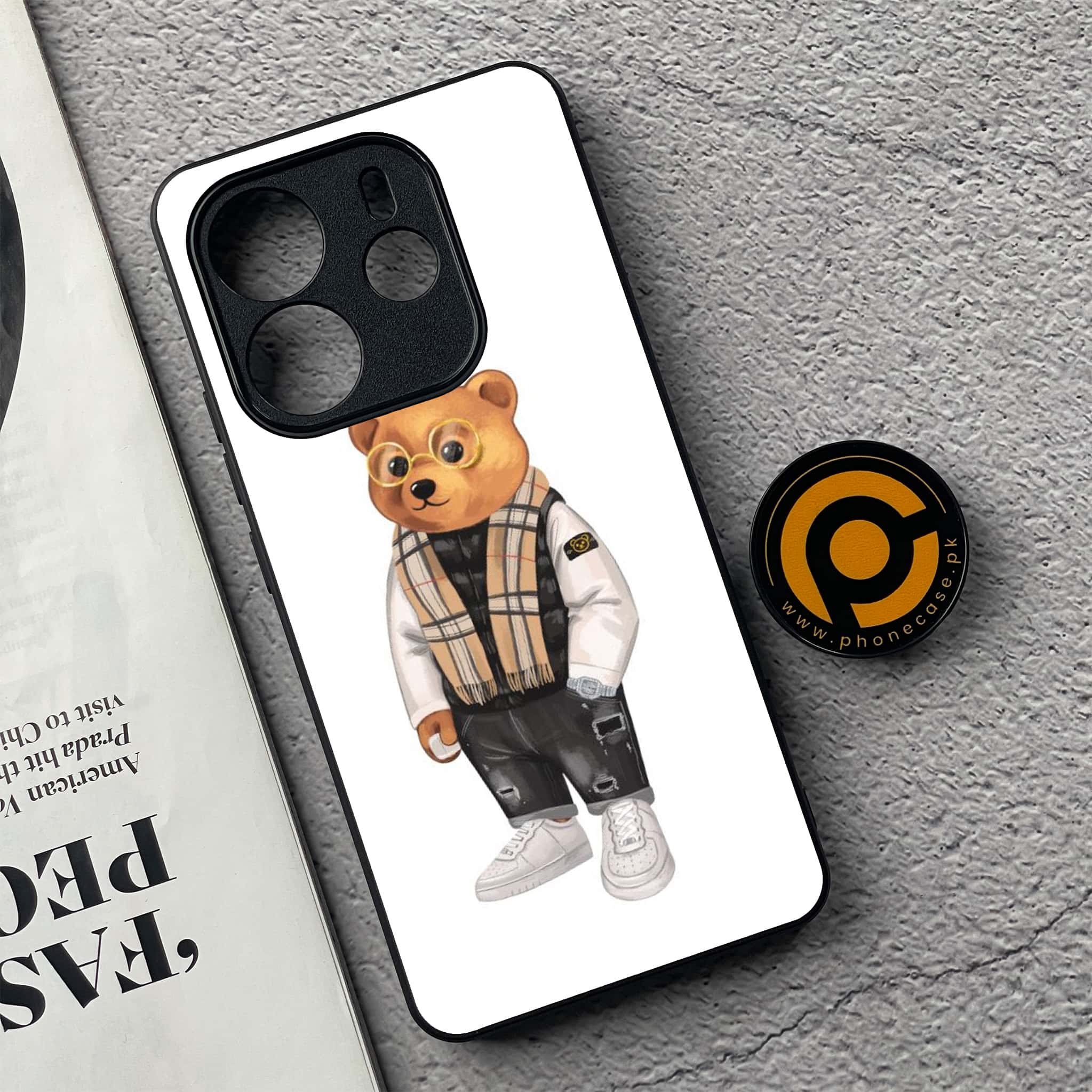 Xiaomi Redmi Note 14 - Cool Bear Series - Premium Printed Glass soft Bumper shock Proof Case