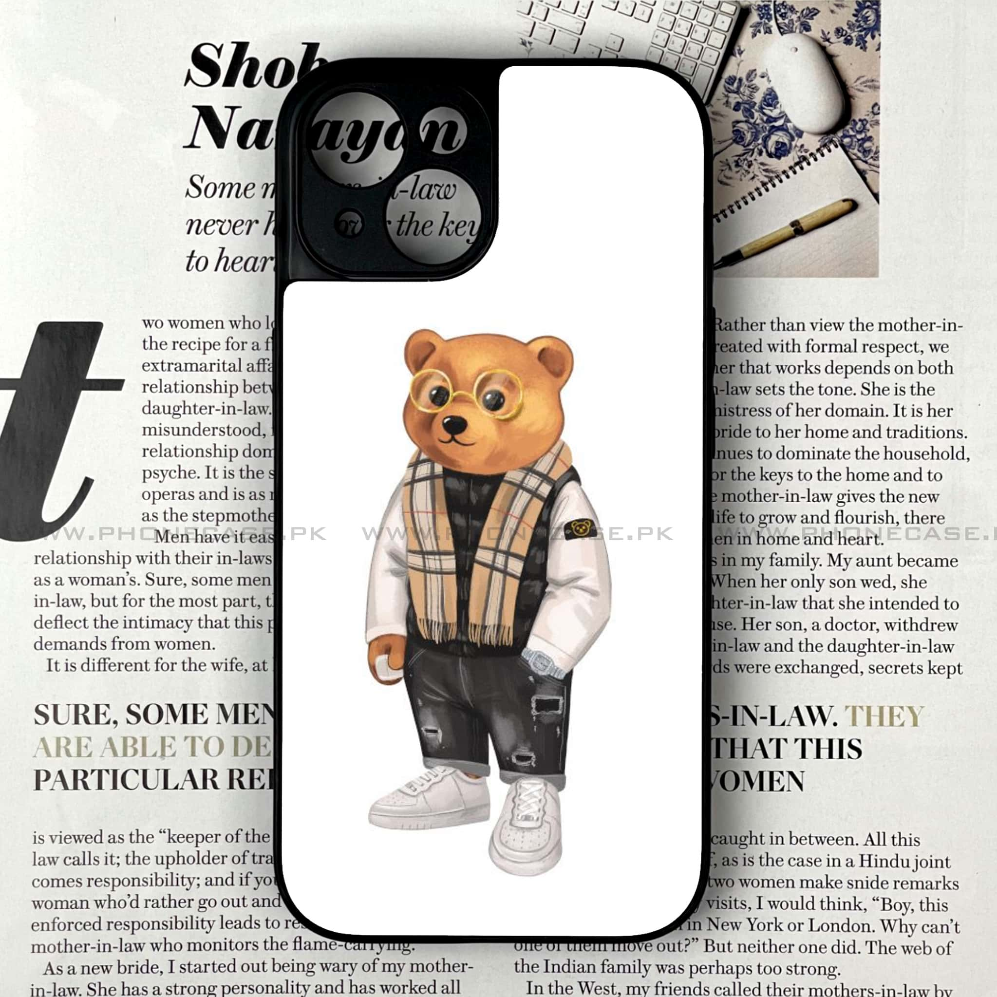 iPhone 15 - Cool Bear Series - Premium Printed Glass soft Bumper shock Proof Case