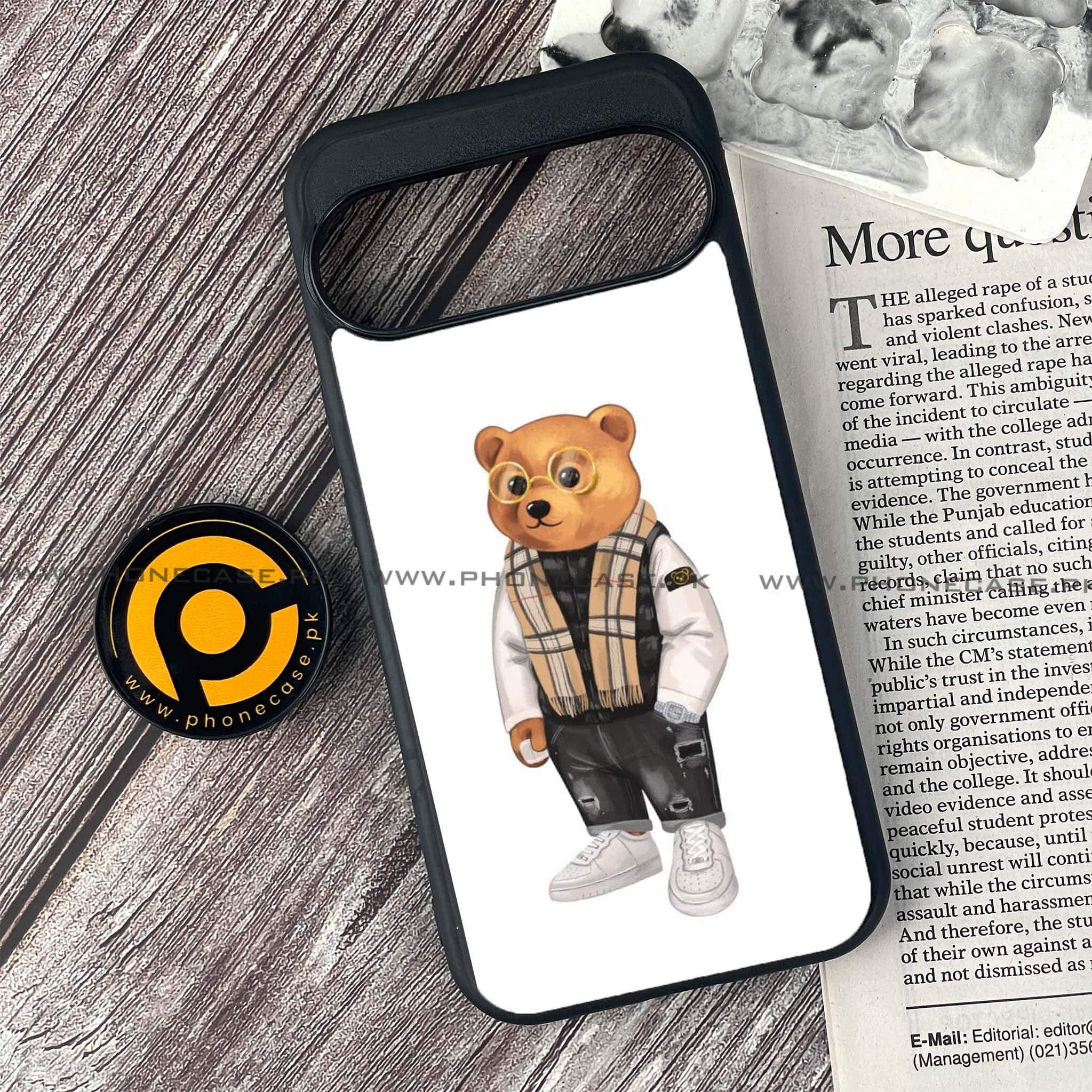 Google Pixel 9 Pro - Cool Bear Series - Premium Printed Glass soft Bumper shock Proof Case