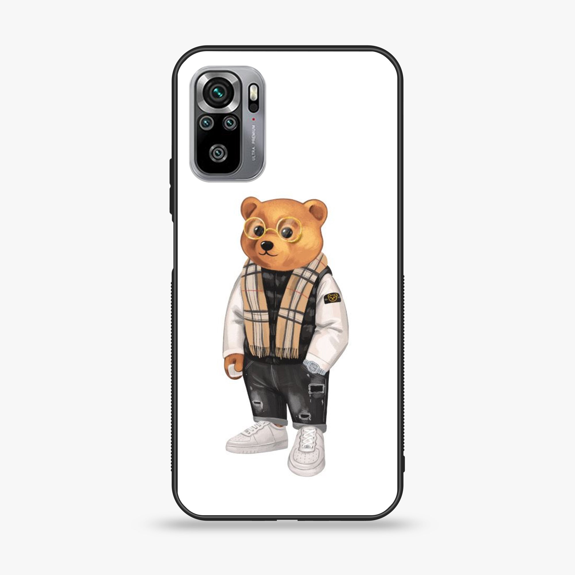 Xiaomi Redmi Note 10S- Cool Bear Series - Premium Printed Glass soft Bumper shock Proof Case