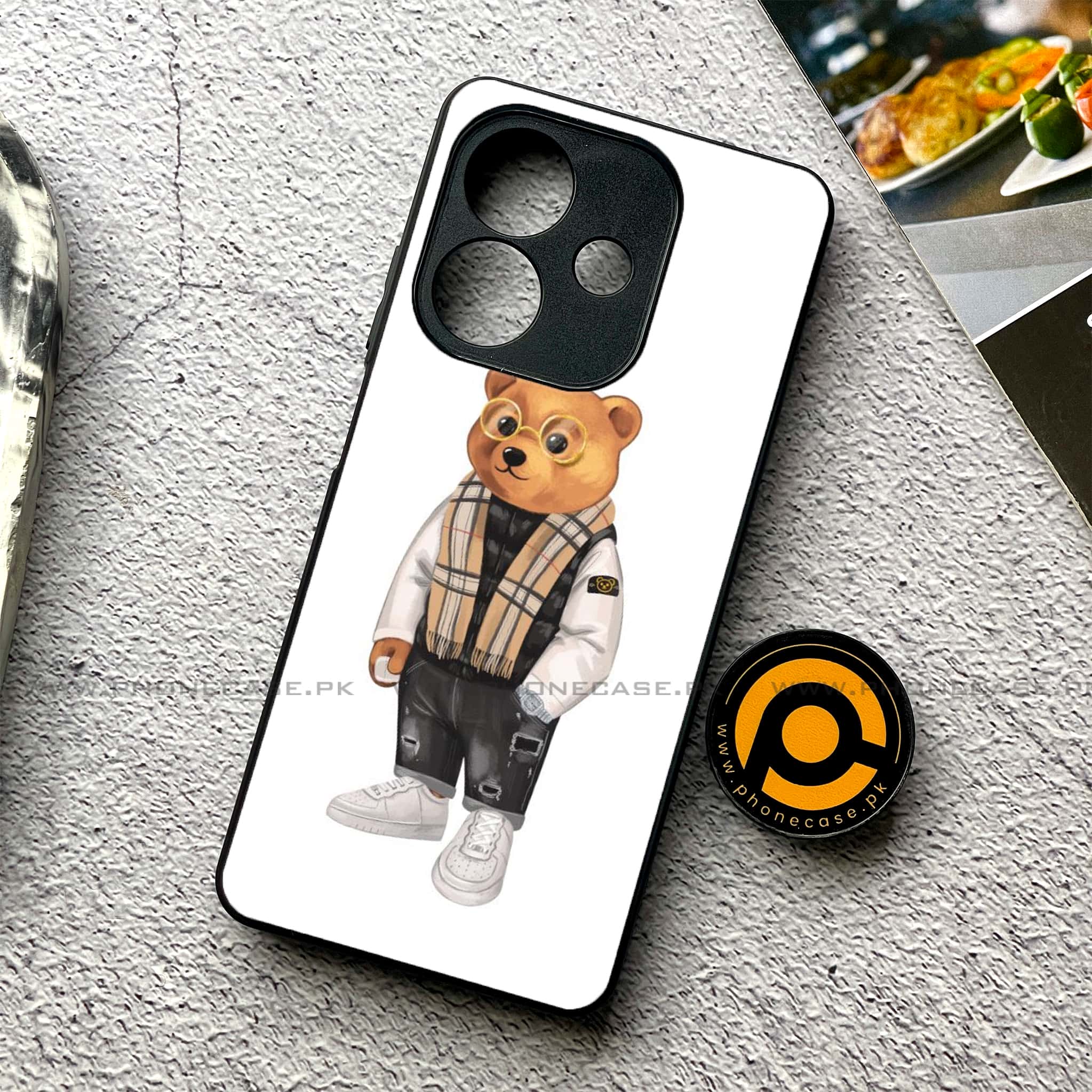 Oppo A5i - Cool Bear Series - Premium Metal Printed soft Bumper shock Proof Case