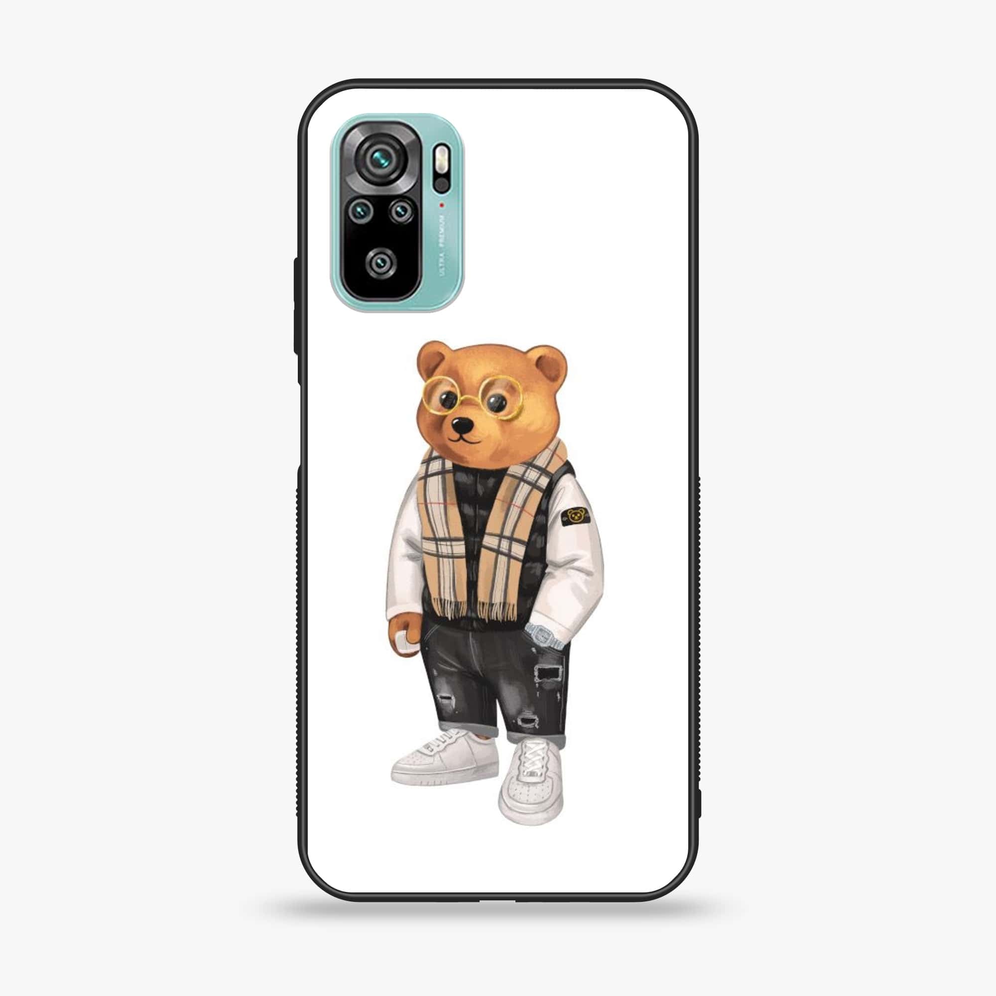 Xiaomi Redmi Note 10 - Cool Bear Series - Premium Printed Glass soft Bumper shock Proof Case