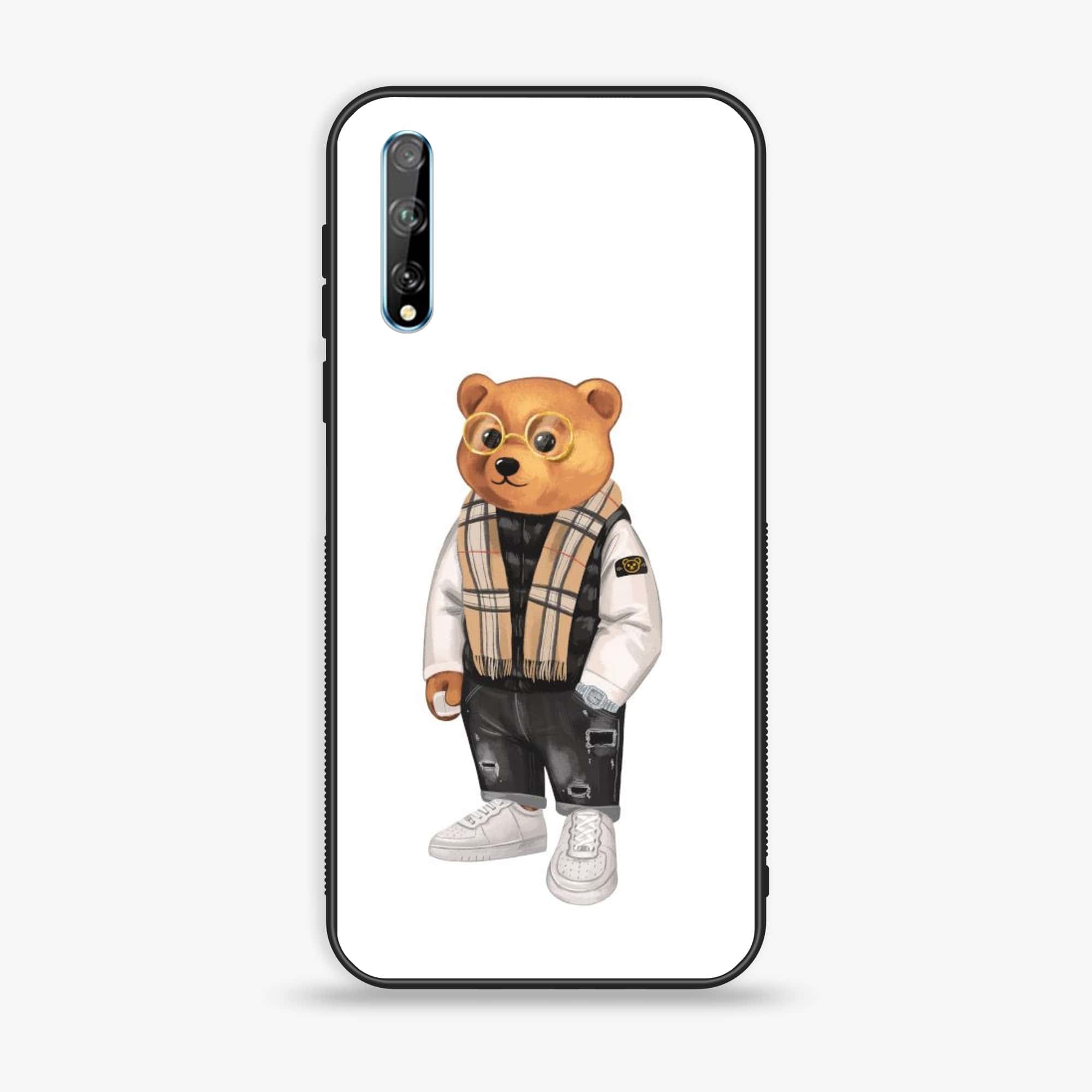 Huawei Y8p - Cool Bear Series - Premium Printed Glass soft Bumper shock Proof Case
