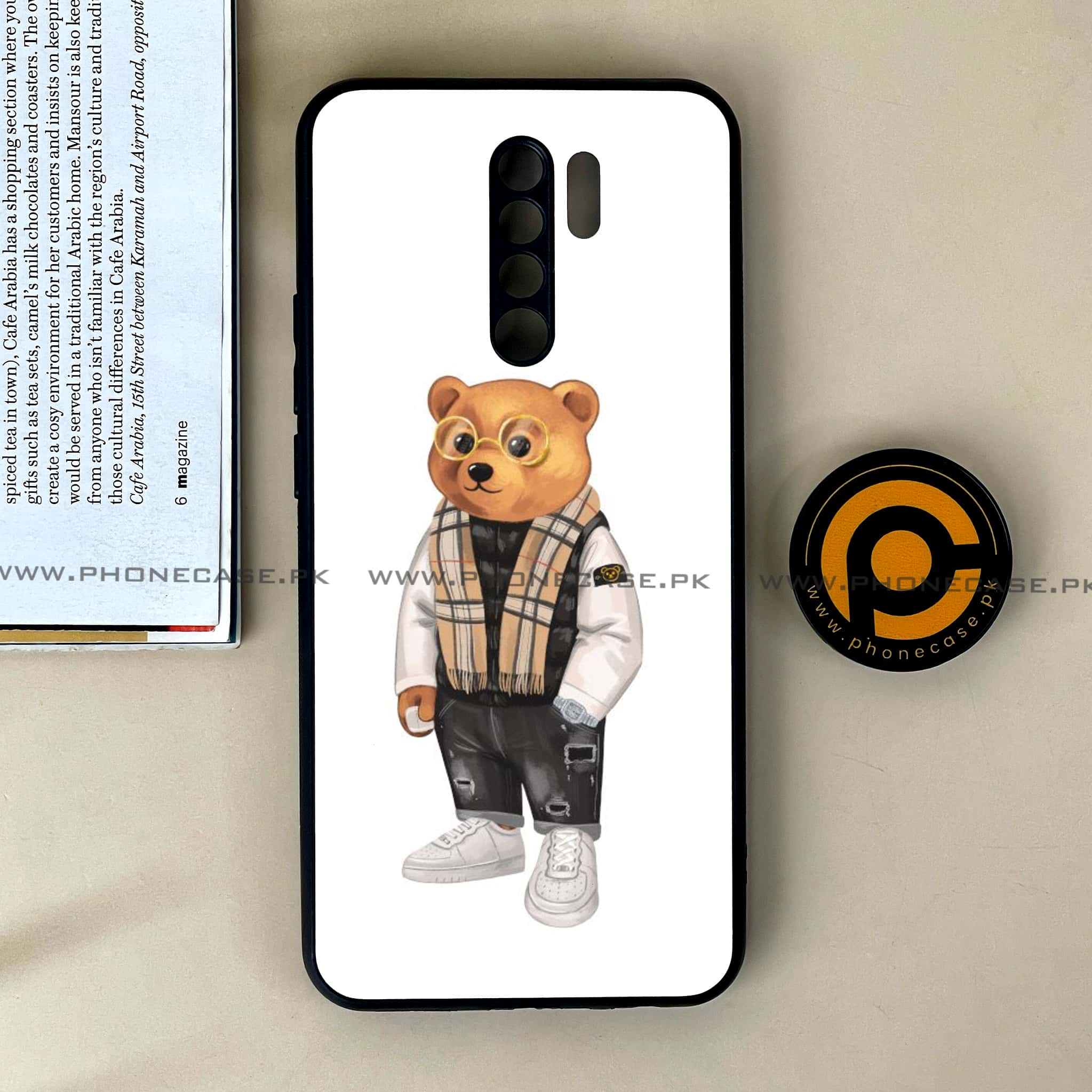 Xiaomi Redmi 9 - Cool Bear Series - Premium Printed Glass soft Bumper shock Proof Case